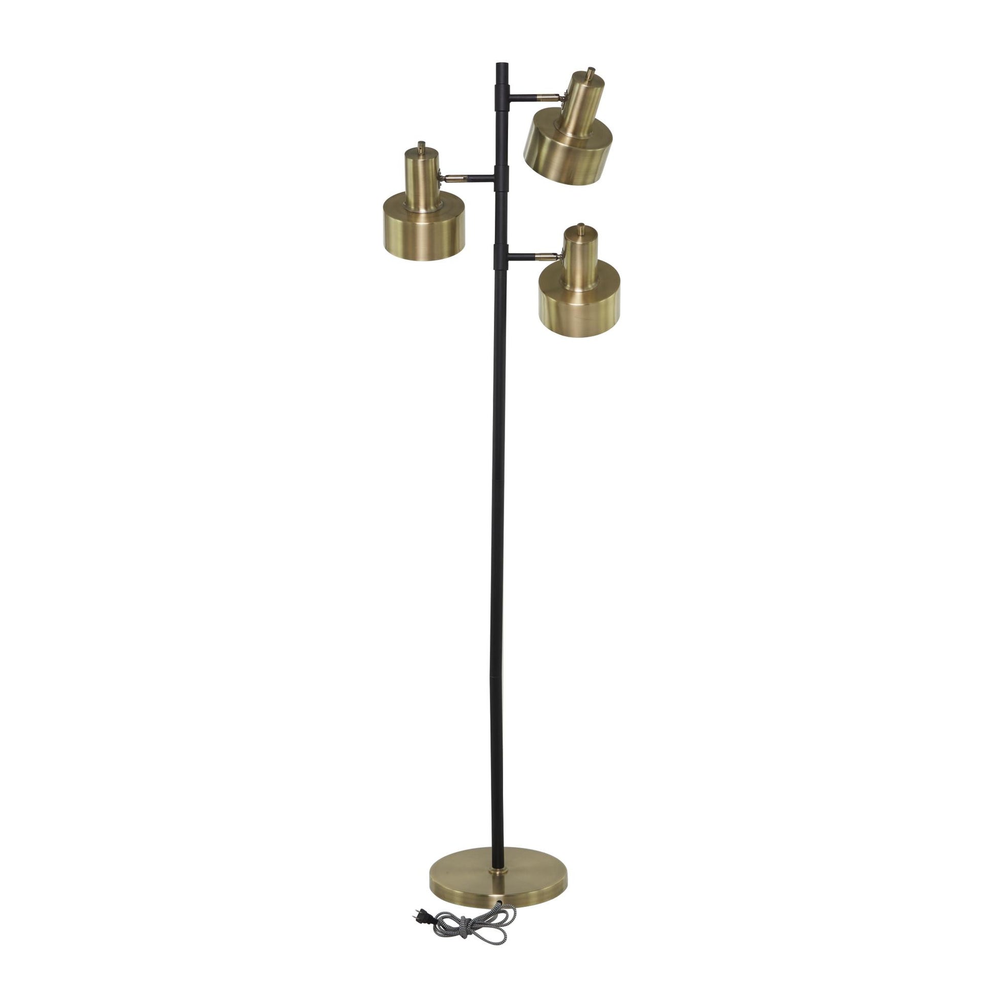 Gold Metal Room Floor Lamp with Rotating Shades