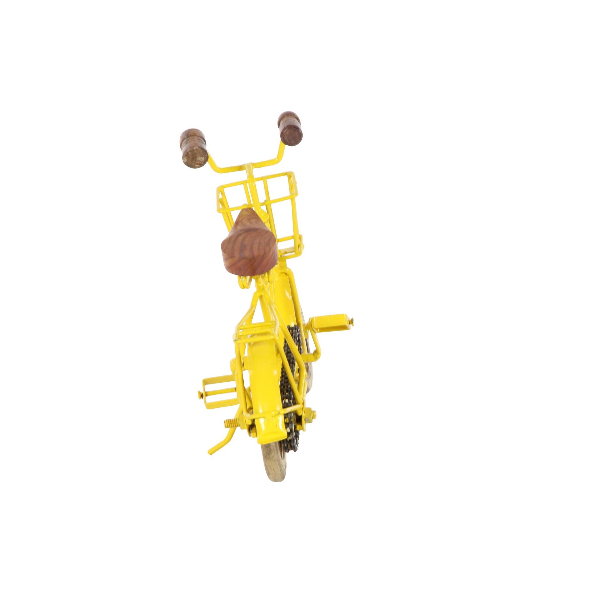 Set of 3 Bike Multi Colored Metal Decorative Sculpture with Wood Wheels