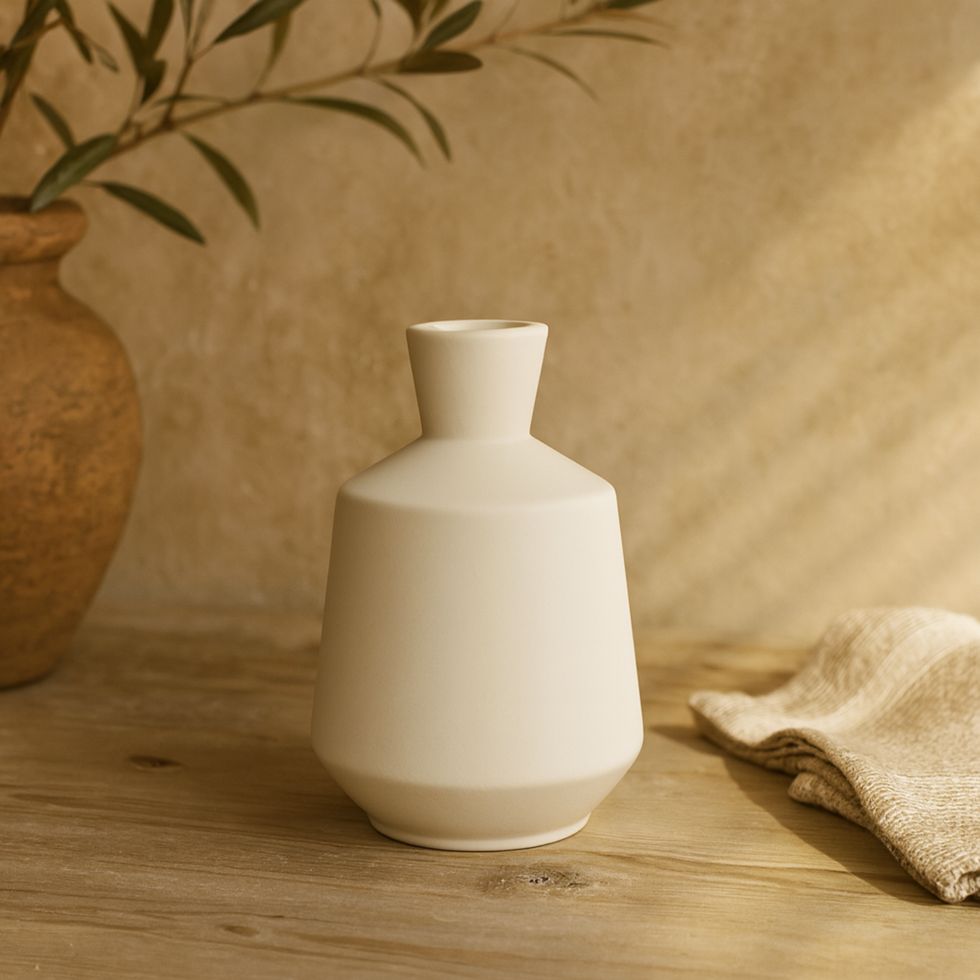 Cream Ceramic Decorative Vase