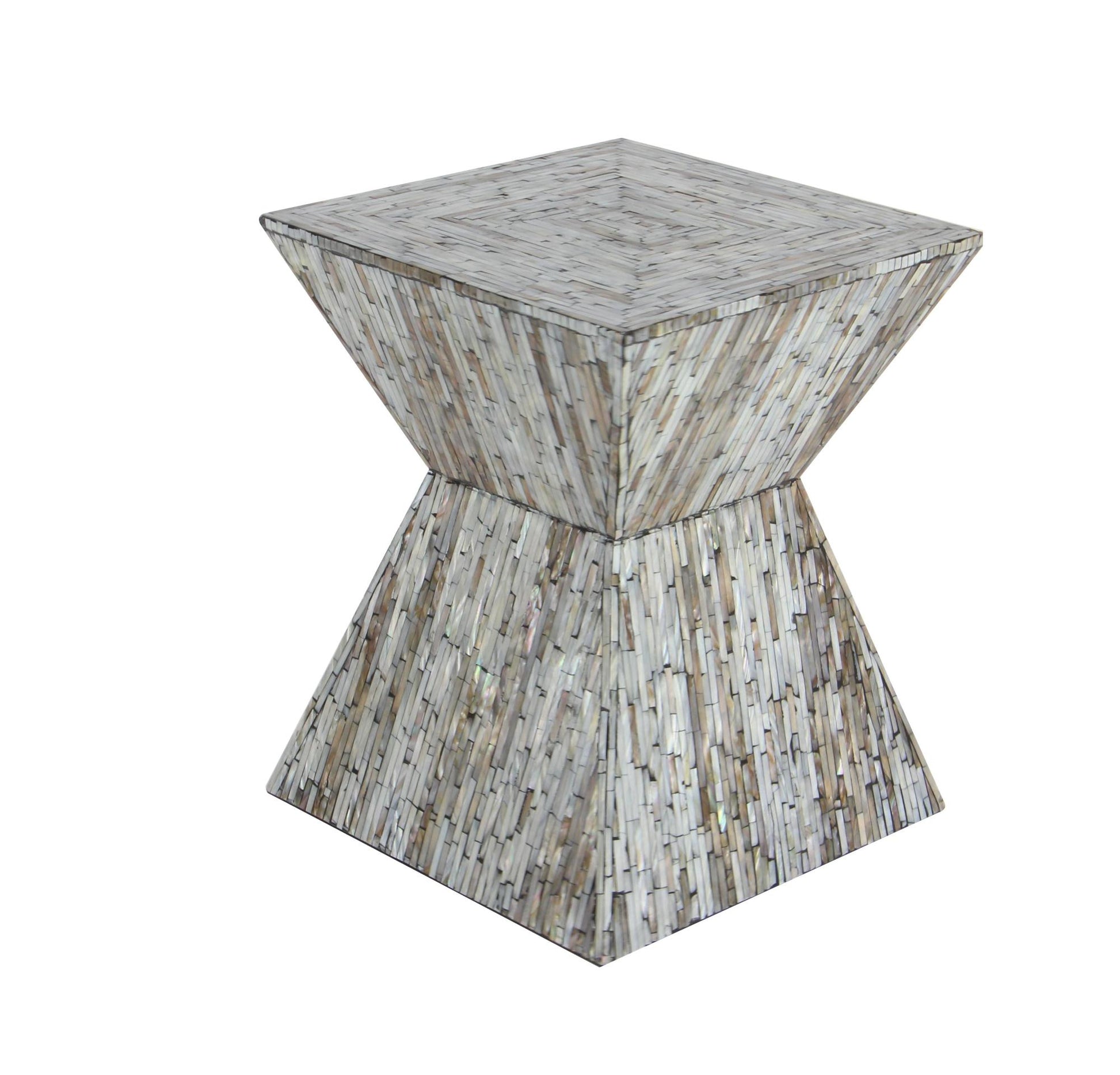 Mother of Pearl Shell Handmade Hourglass Shaped Side End Accent Table