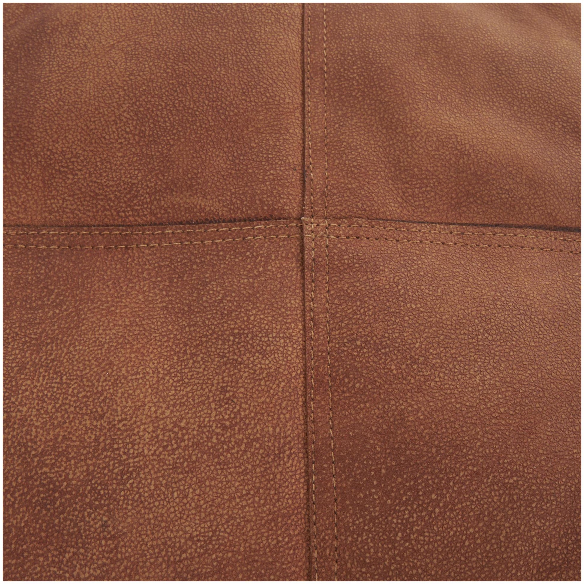 Leather Stuffed Pouf with Linear Panels