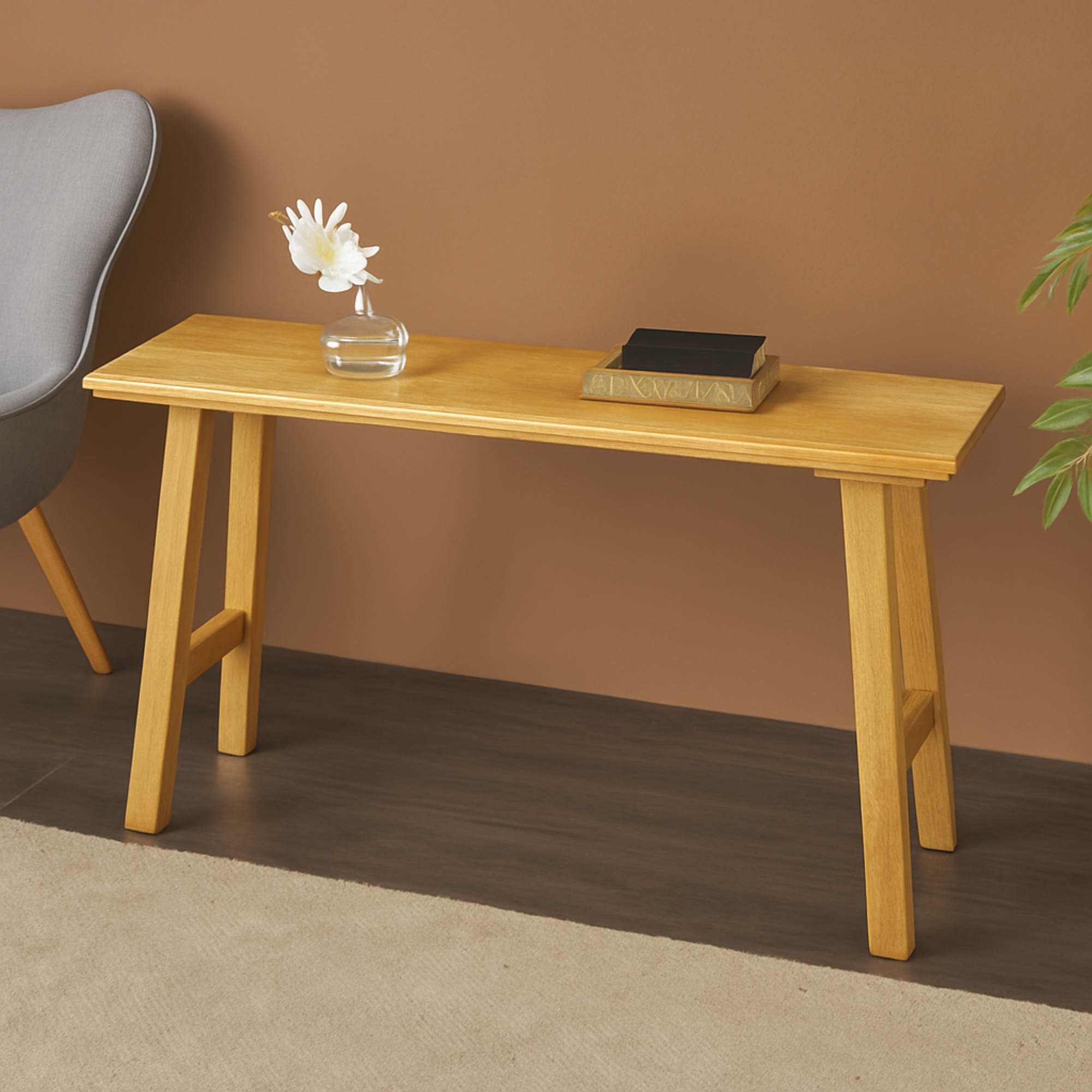 Brown Mango Wood Handmade Traditional Home Bench