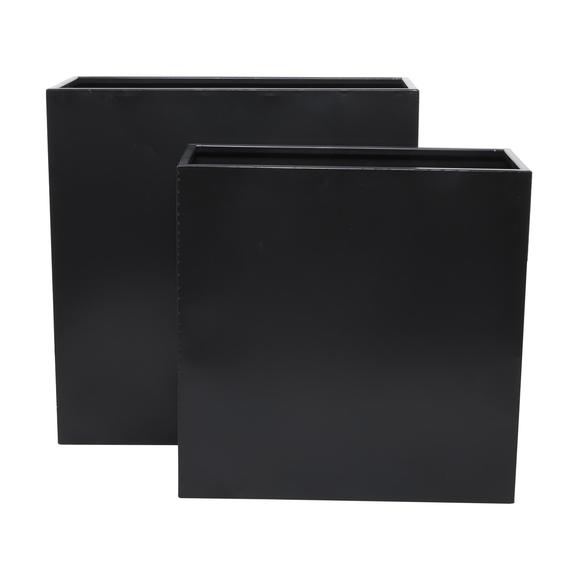 Set of 2 Metal Minimalistic Rectangular Indoor Outdoor Planter Set of 2 28", 24"H