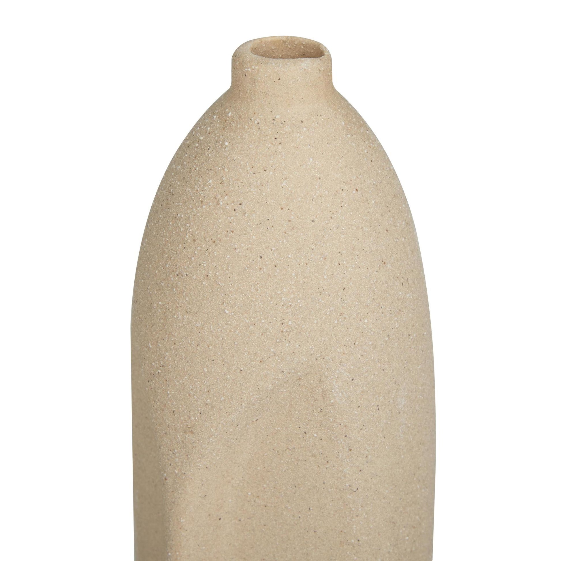 Set of 2 Tribal Beige Ceramic Easter Island Head Decorative Vase