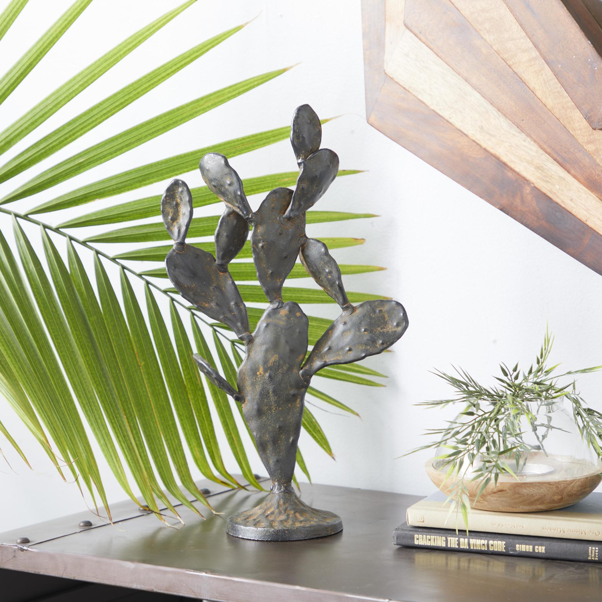 Cactus Black Metal Decorative Sculpture