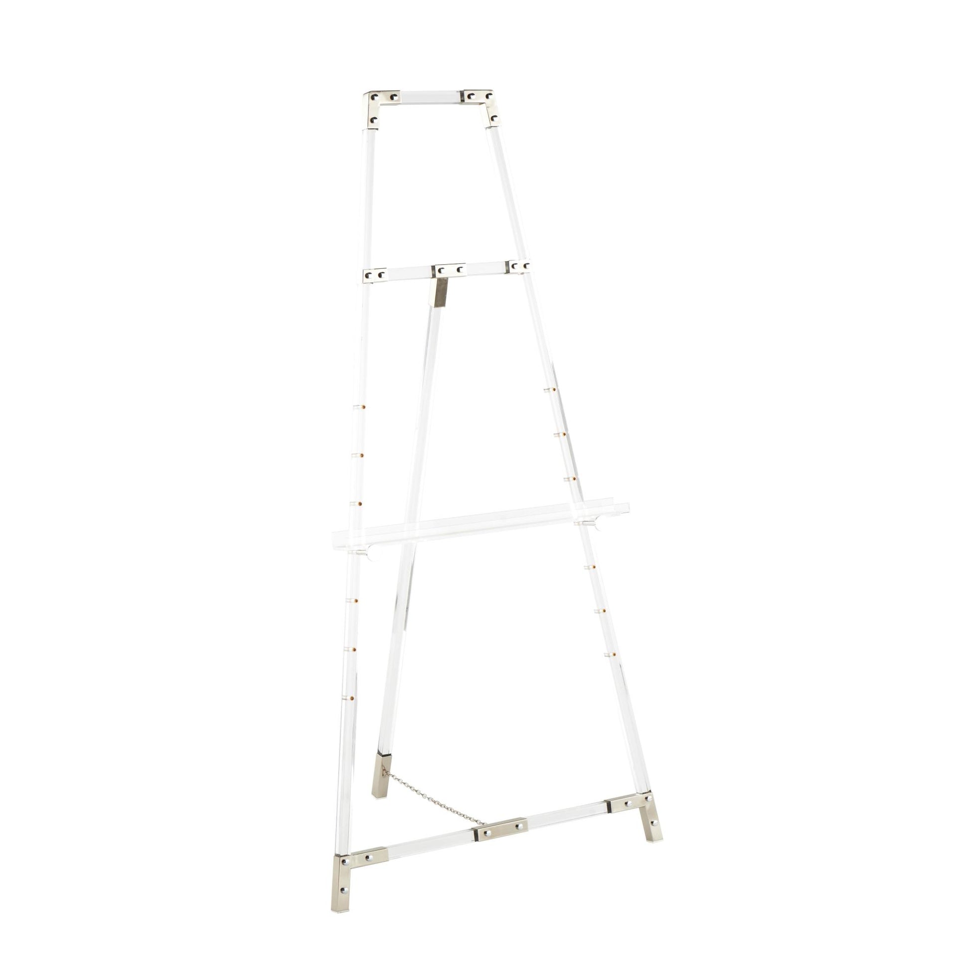 Acrylic Plastic Adjustable 7 Tier Display Easel with Gold Accents and Chain Support 24" x 20" x 57"