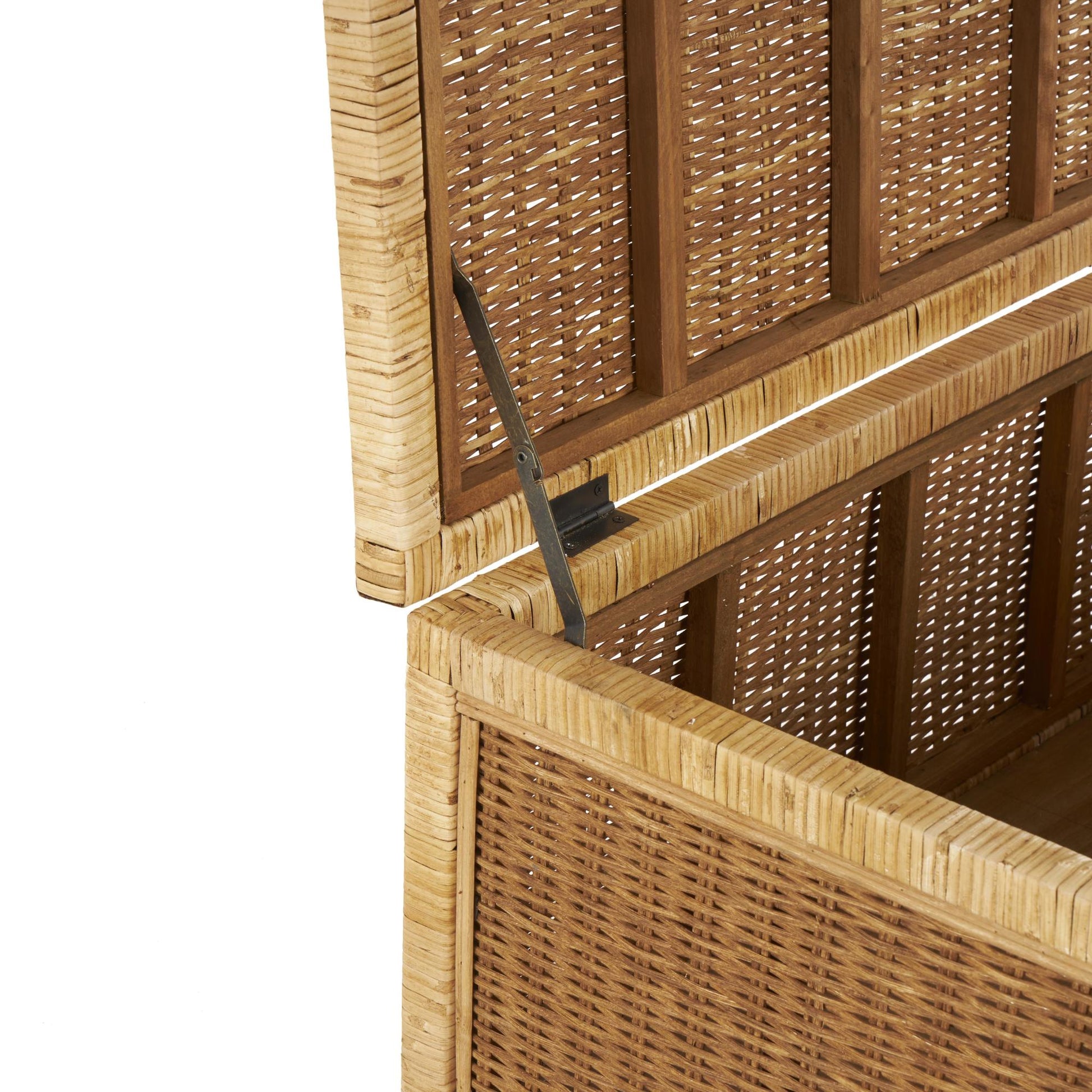 Set of 2 Brown Rattan Handmade Woven Storage Decorative Box with Wrapped Light Brown Edges