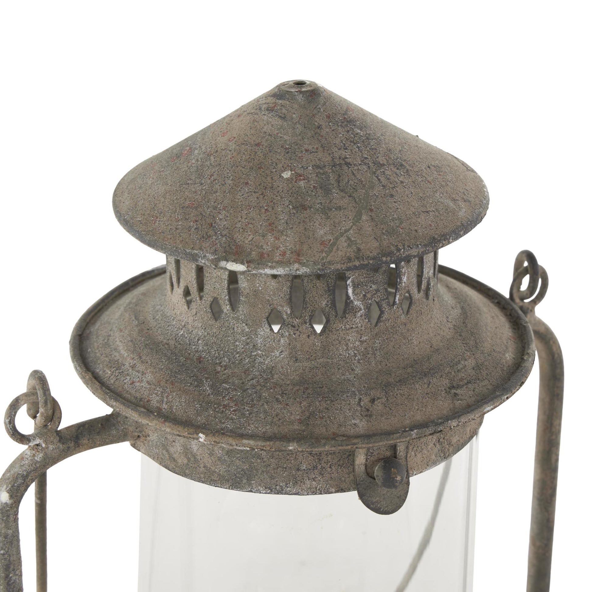 Leaf Bronze Metal Decorative Indoor Outdoor Candle Lantern with Red Accents and Handle