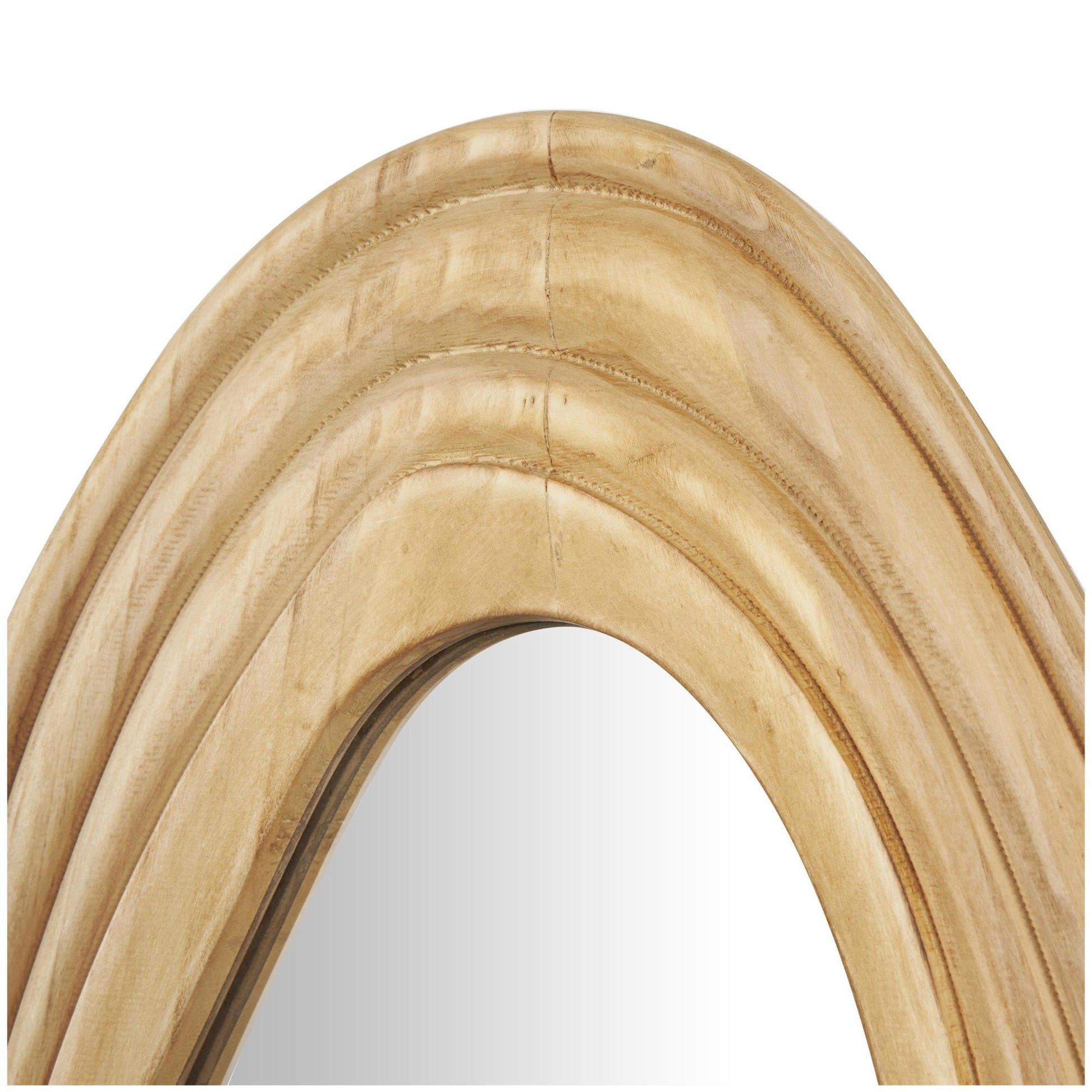 Abstract Brown Wood Wavy Room Wall Mirror with Dimensional Carved Frame