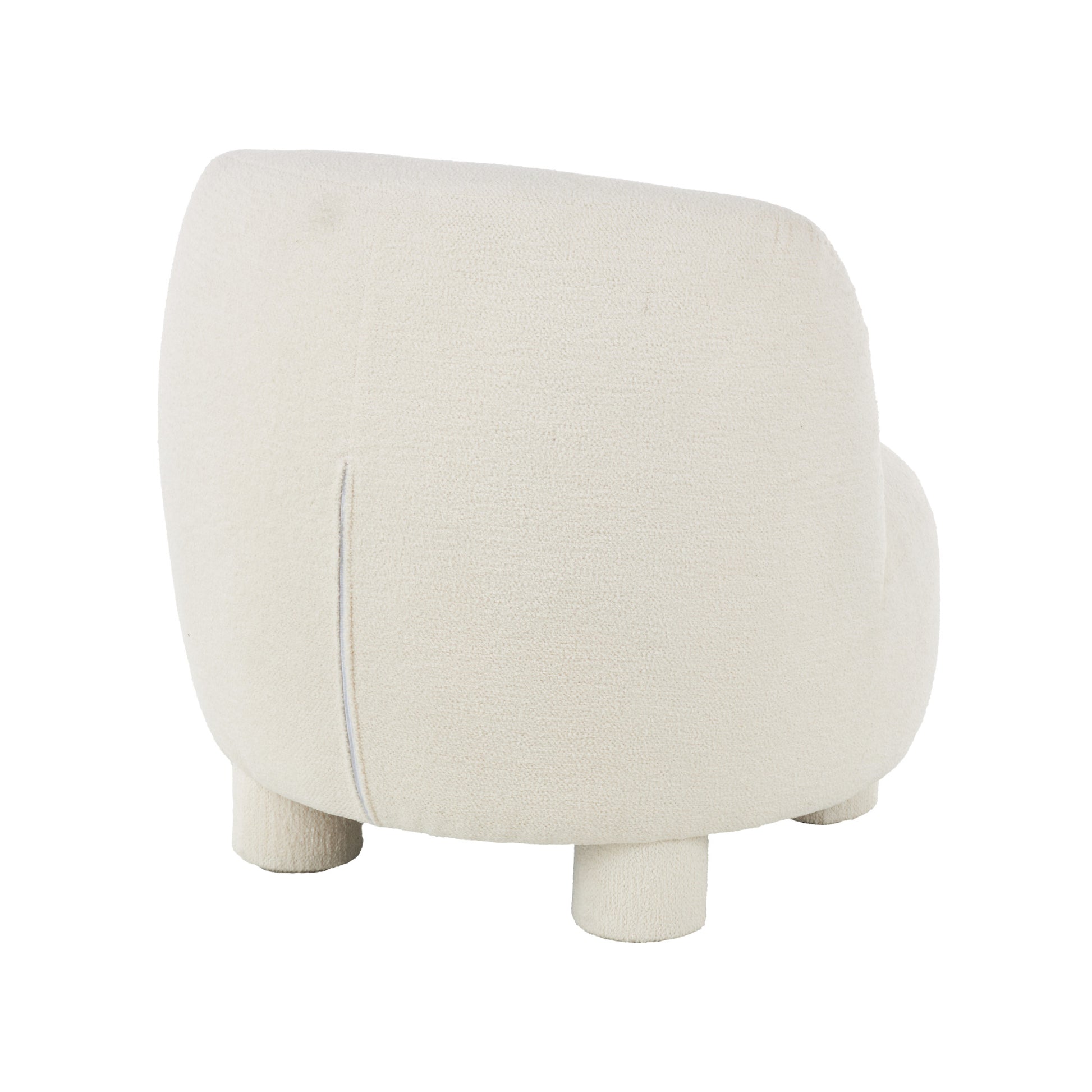 Cream Polyester Rounded Barrel Living Room Accent Chair
