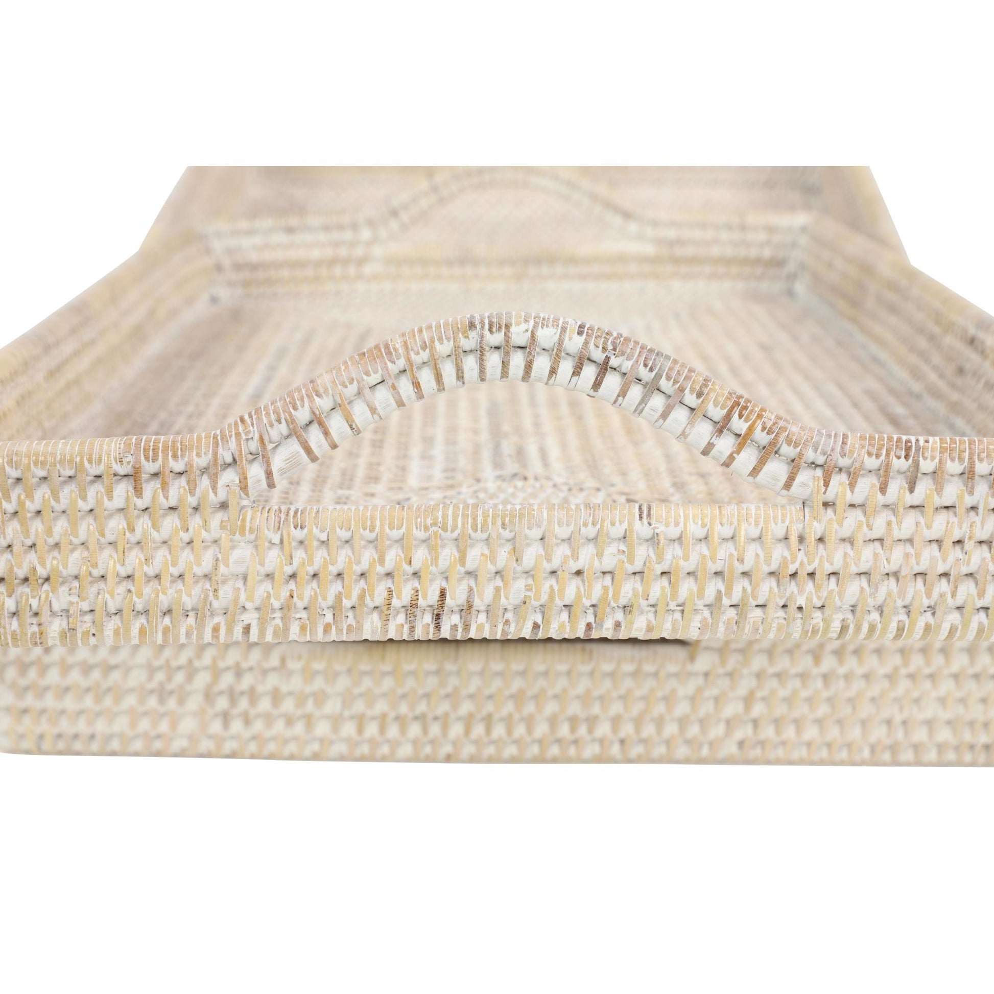 Set of 2 Rattan Large Rectangular Woven Living Room Decor Tray