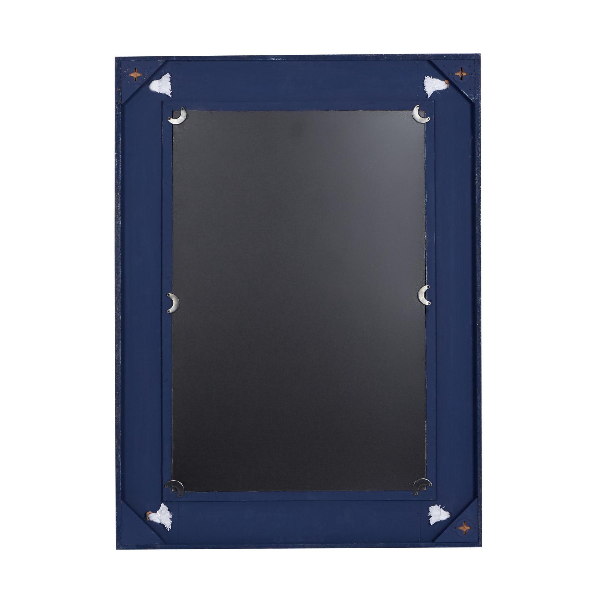 Blue Wood Room Wall Mirror with Knotted Rope