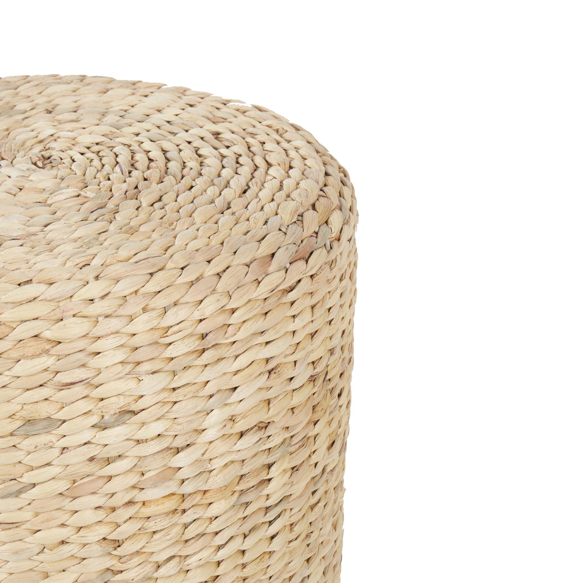 Brown Seagrass Handmade Woven Drum Side End Accent Table