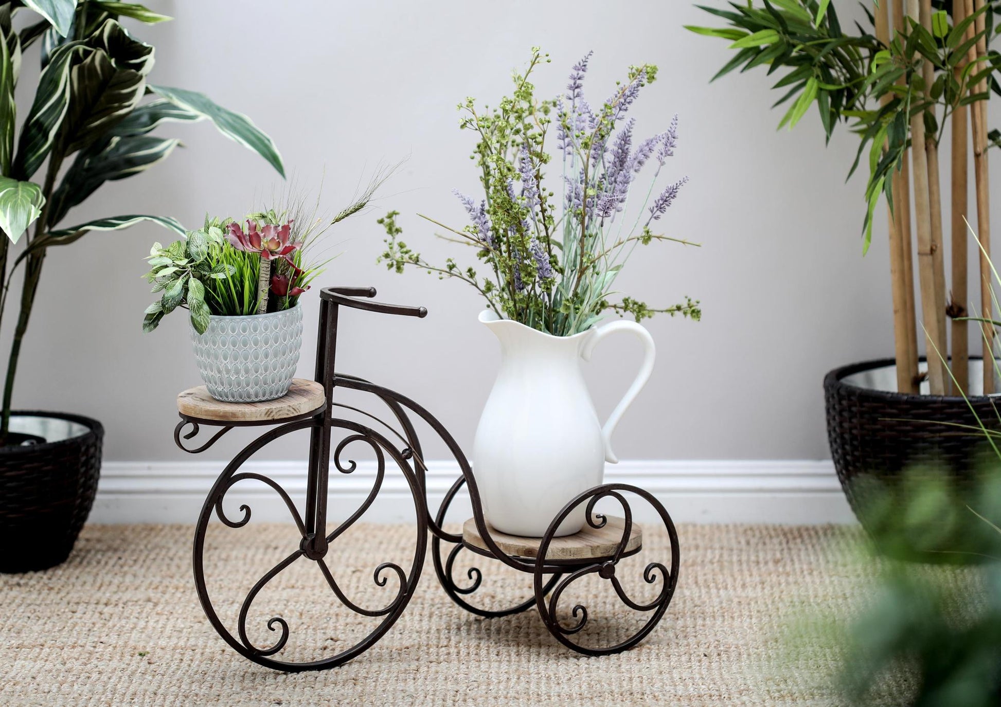 Bike Brown Metal 2 Tier Indoor Outdoor Plantstand