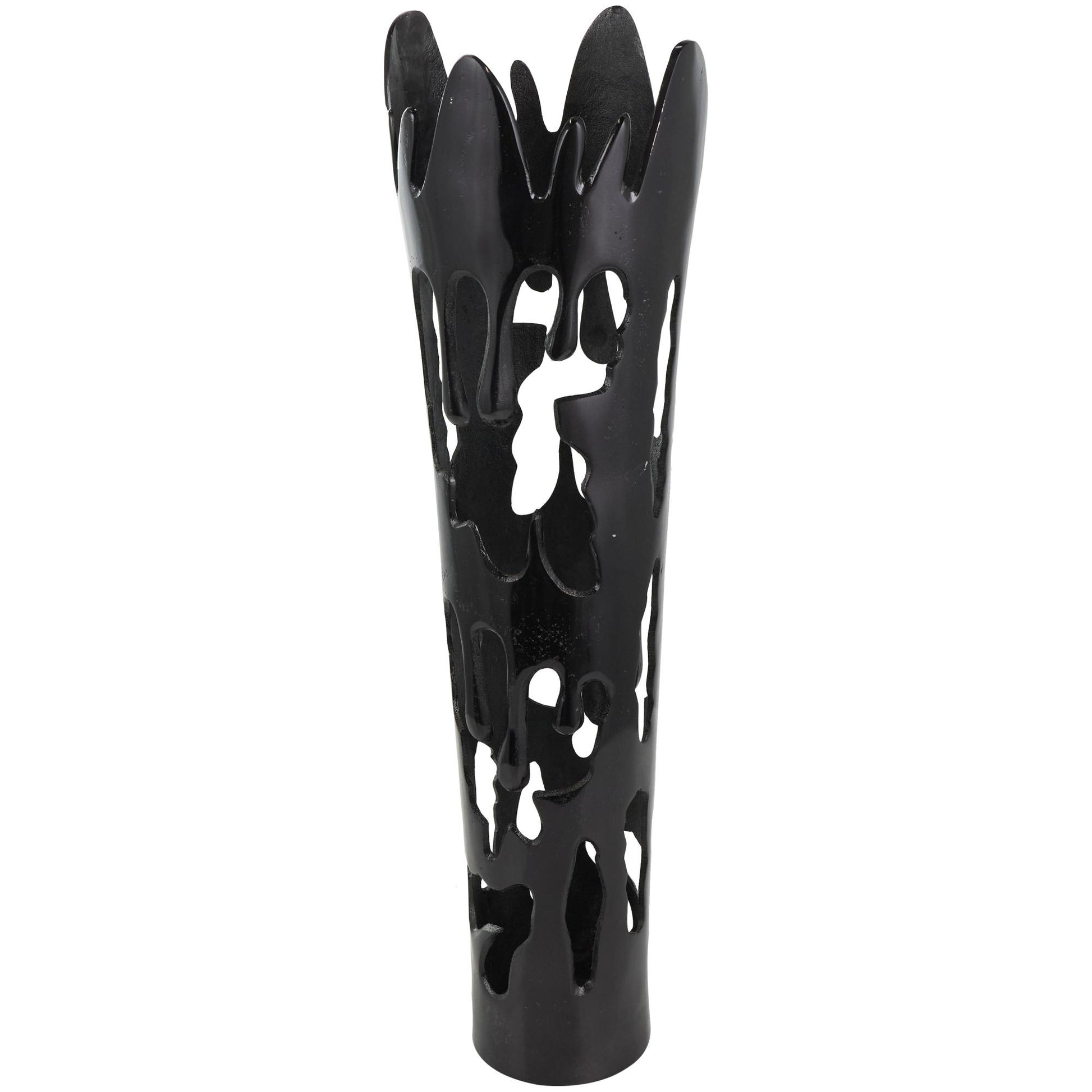 Abstract Aluminum Metal Tall Floor Drip Decorative Vase with Melting Designed Body