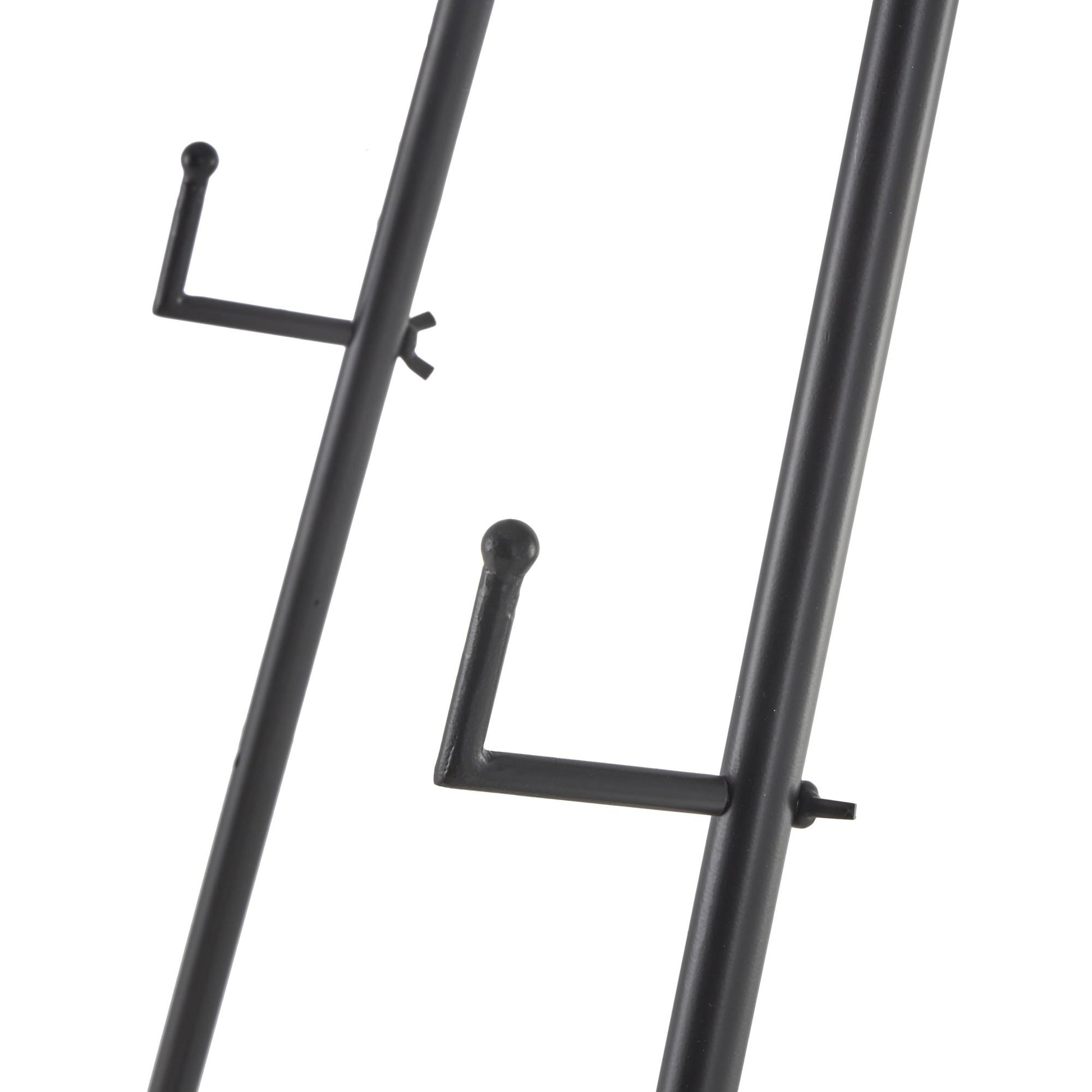 Black Metal Slim Foldable Floor 2 Tier Display Easel with Wrapped Rattan Accents
