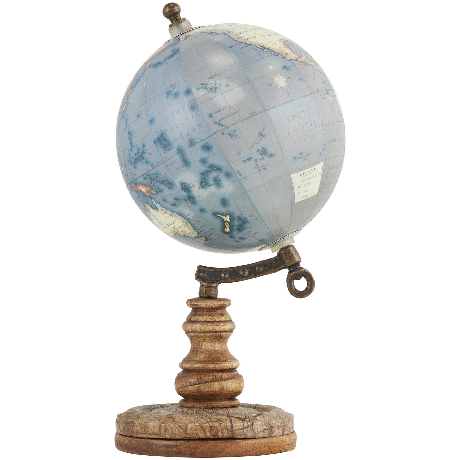 World Map Brown Plastic Educational/Geographic Earth Globe with Wood Base