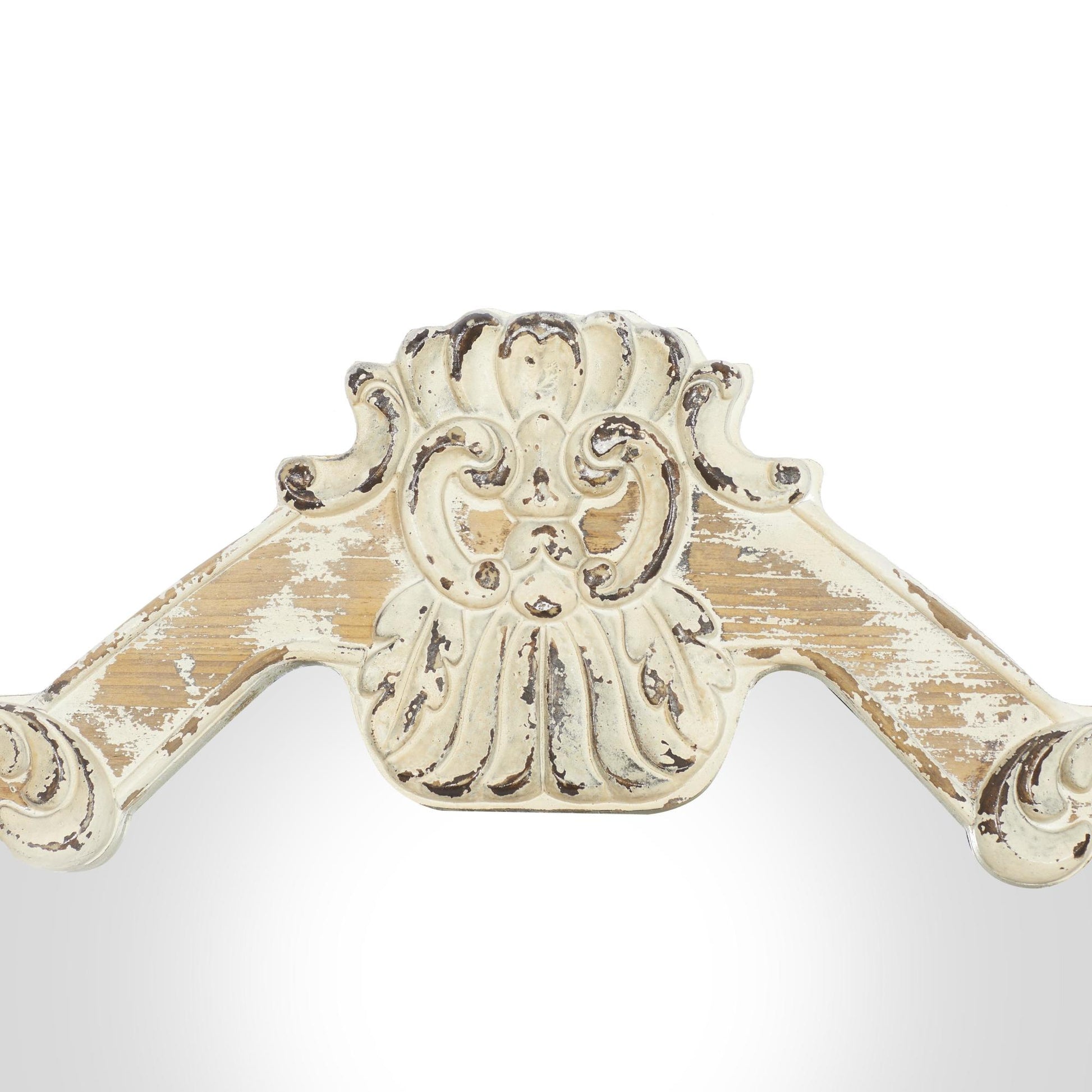 Scroll Cream Wood Distressed Vintage Carved Acanthus Room Wall Mirror