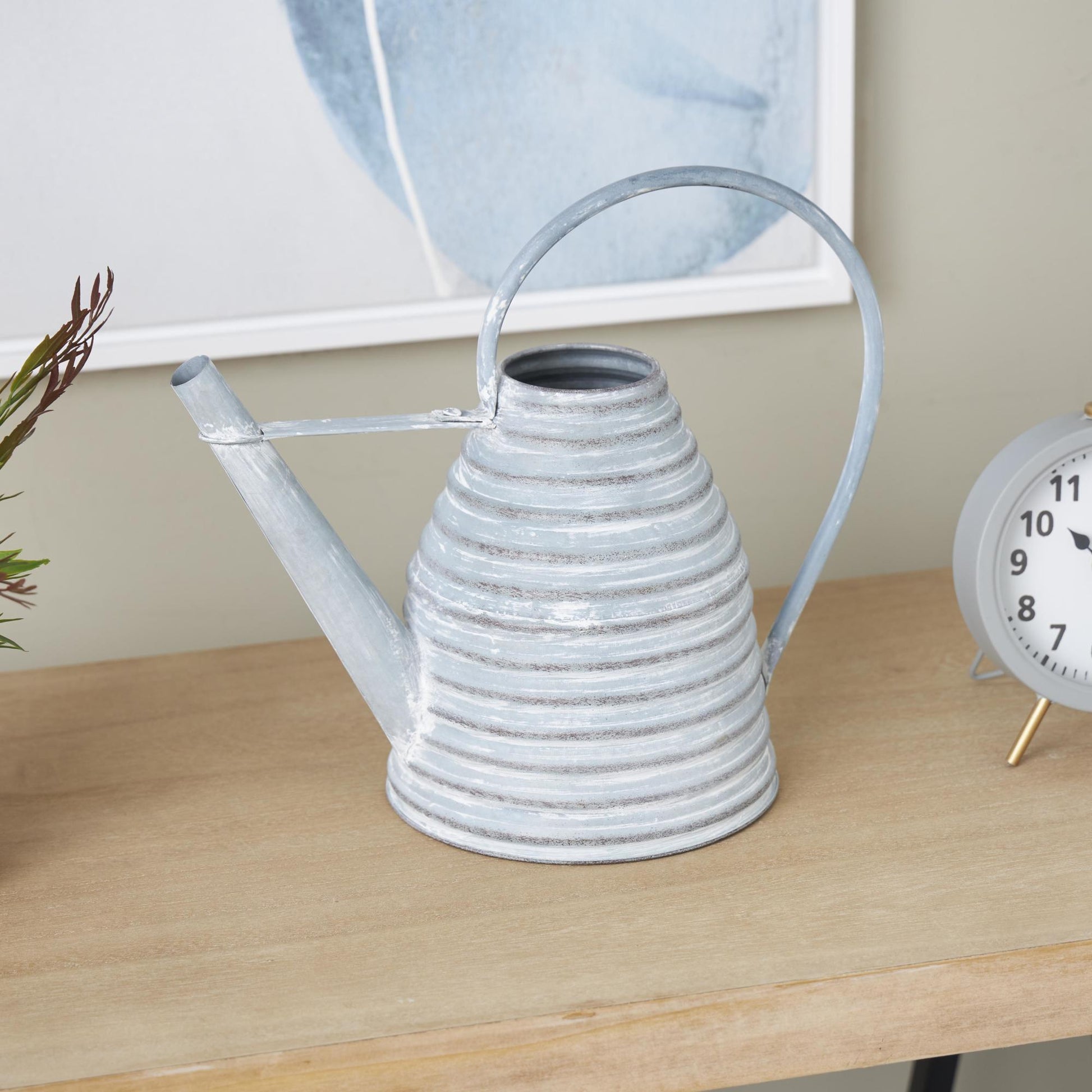 Watering Can Metal Beehive Shaped Watering Can Indoor Outdoor Planter with Large Loop Handle 14" x 8" x 12"