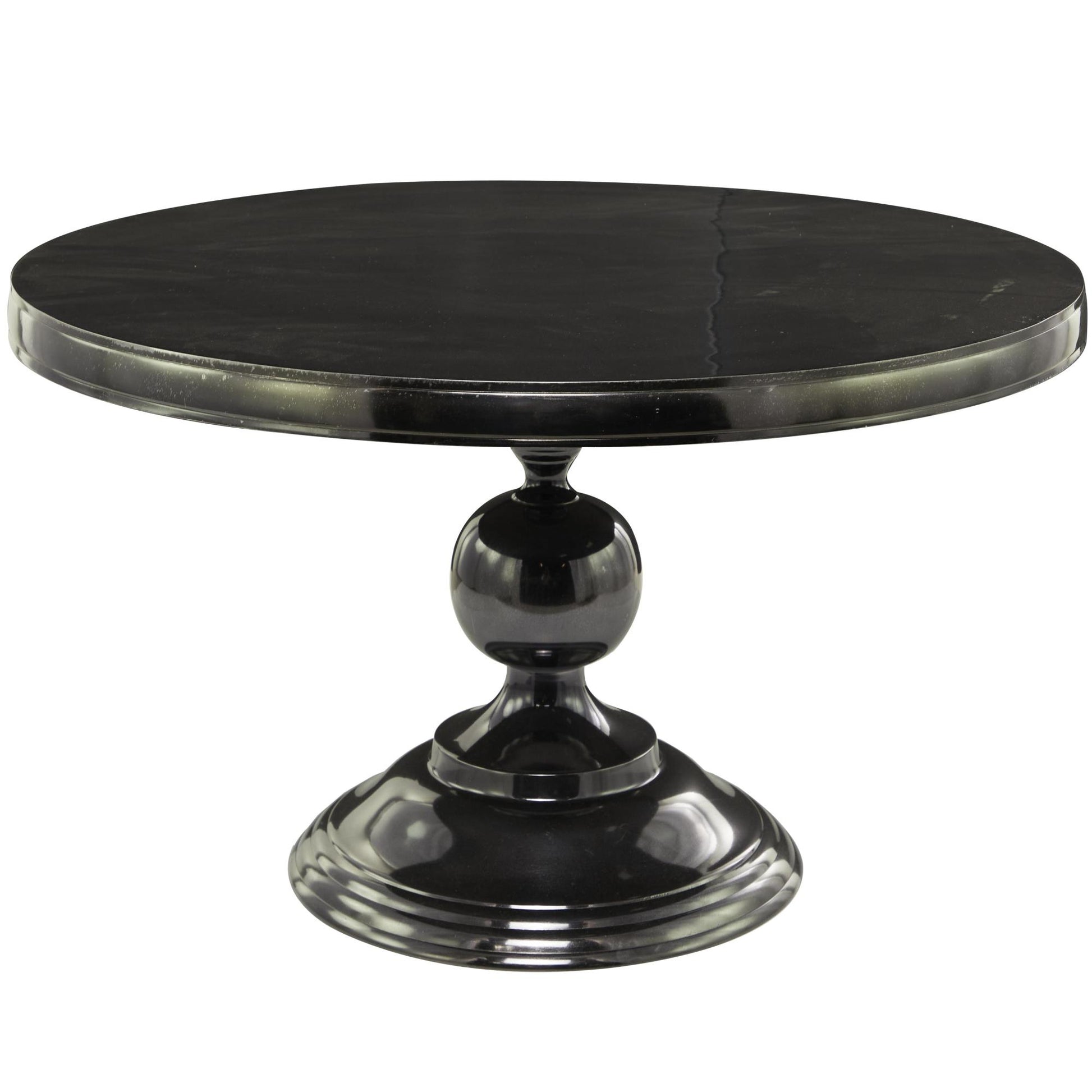 Aluminum Metal Sleek Ball Centered Base Living Room Coffee Table with Pedestal Base 30" x 30" x 19"