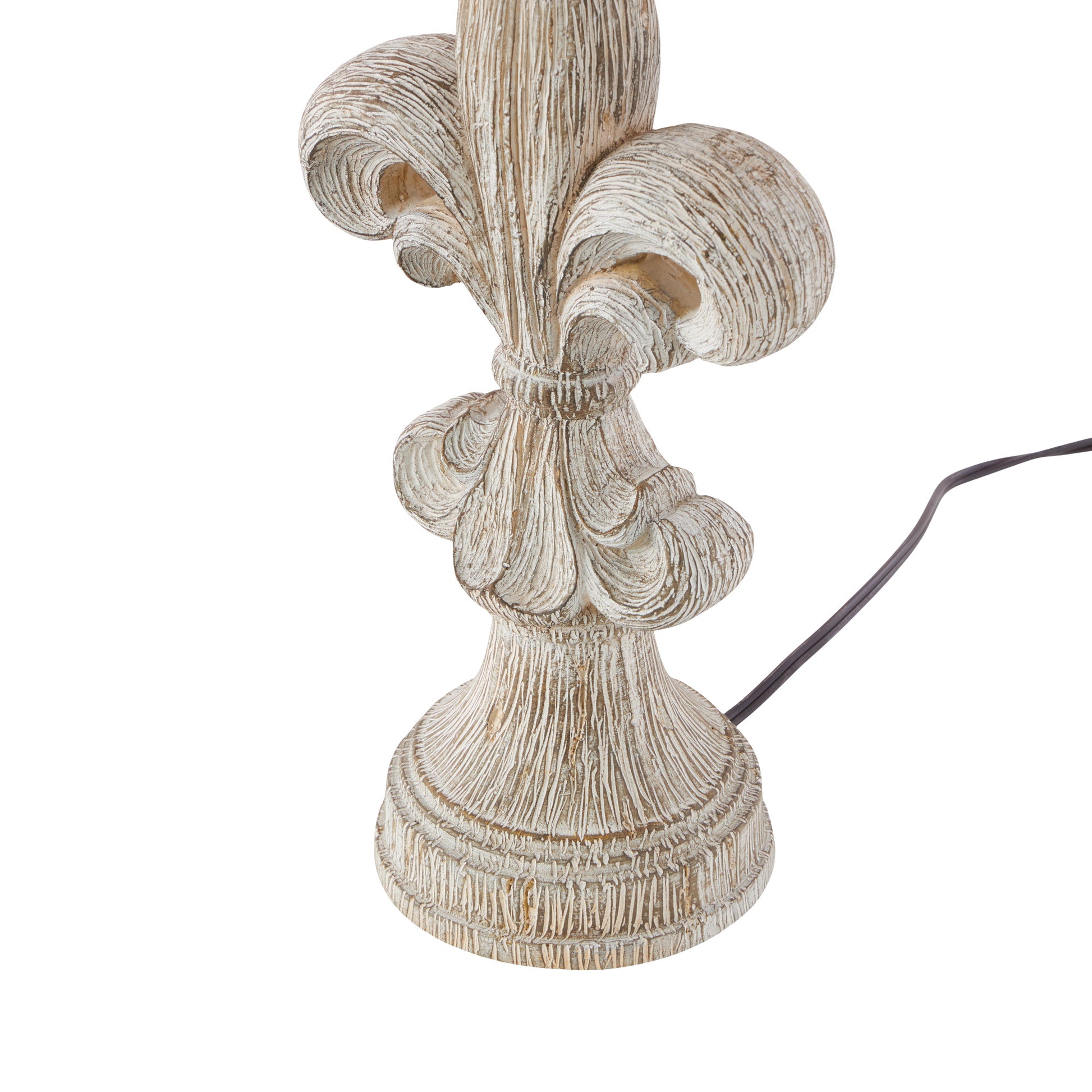 Set of 2 Fleur De Lis Beige Polystone Room Table Lamp