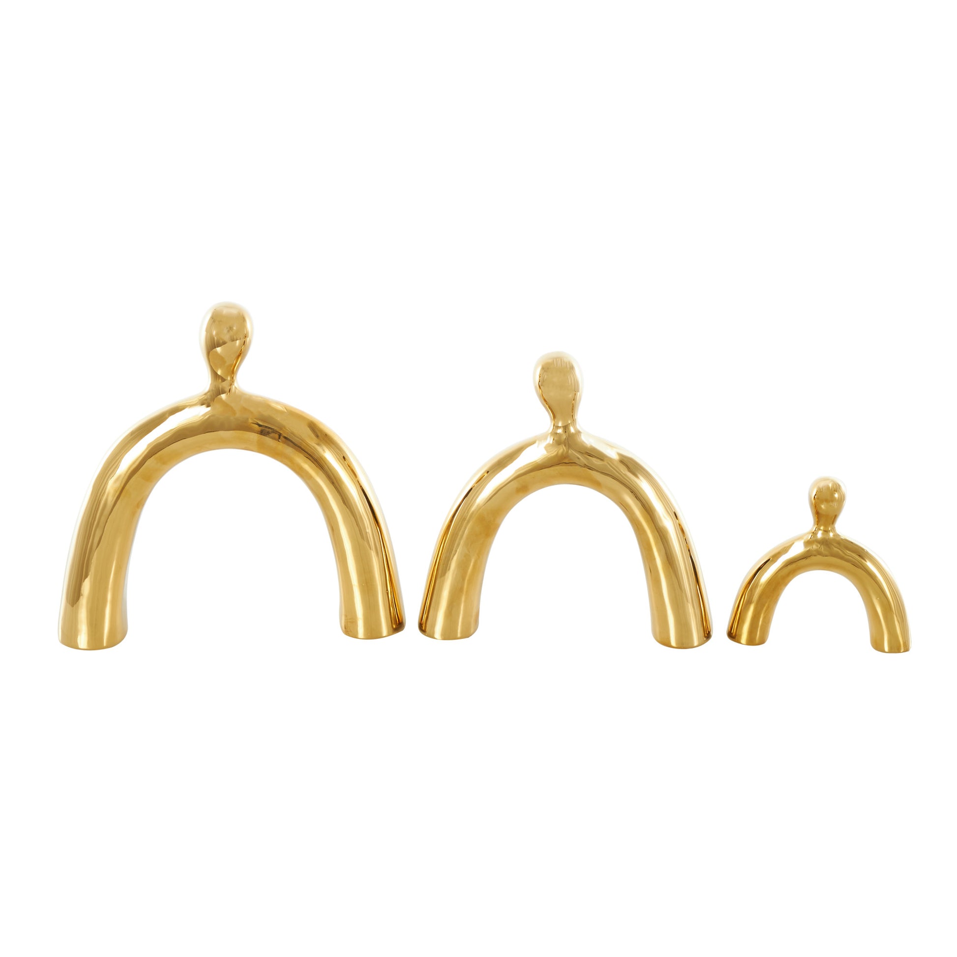 Set of 3 Family Ceramic Abstract Arched Decorative Sculpture