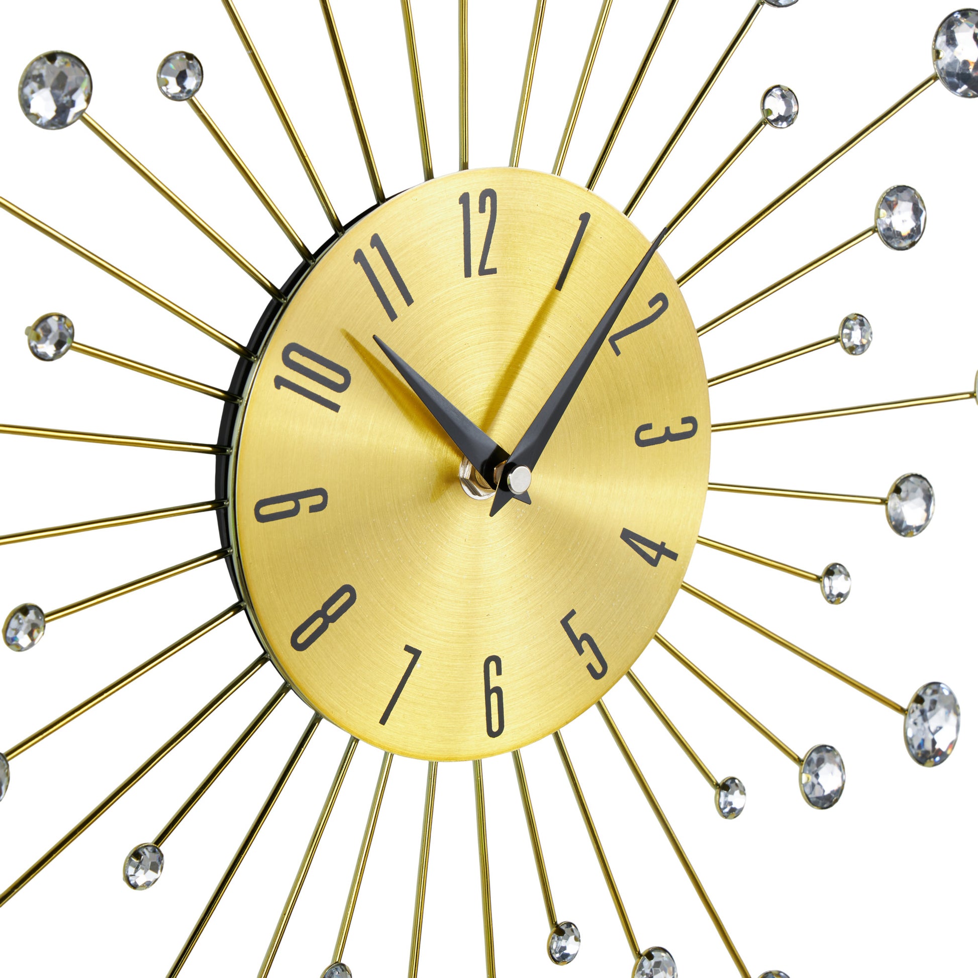 Starburst Metal Decorative Wall Clock with Crystal Accents 14" x 1" x 14"