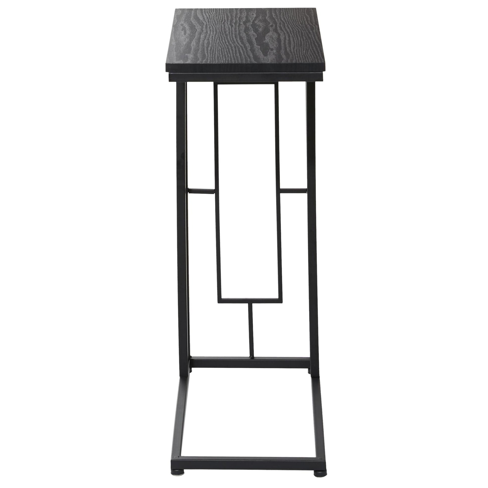 Metal C-Shaped Side End Accent Table with Black Metal Base