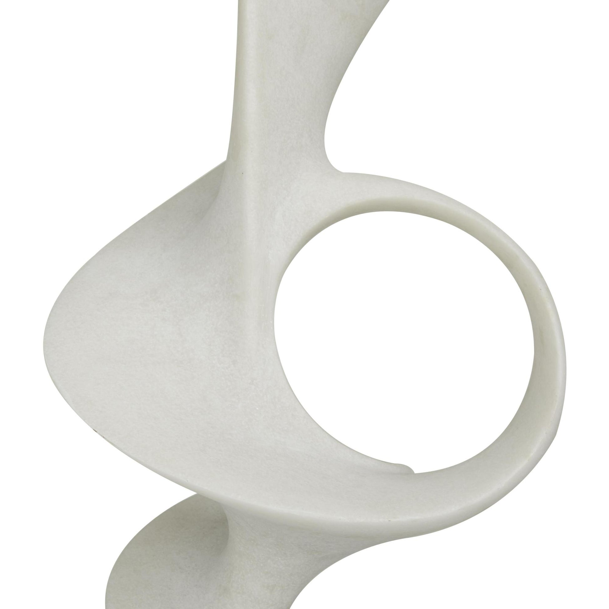 Abstract White Polystone Decorative Sculpture with Black Base