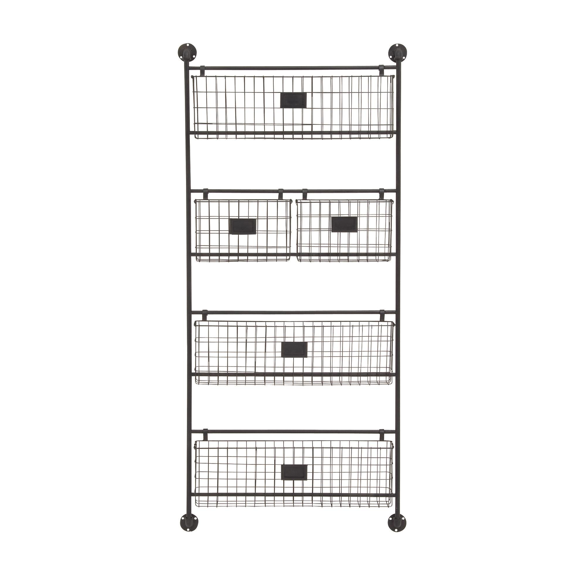 Black Metal Suspended Wire Basket 2 or 5 Slots Decorative Magazine Rack Holder