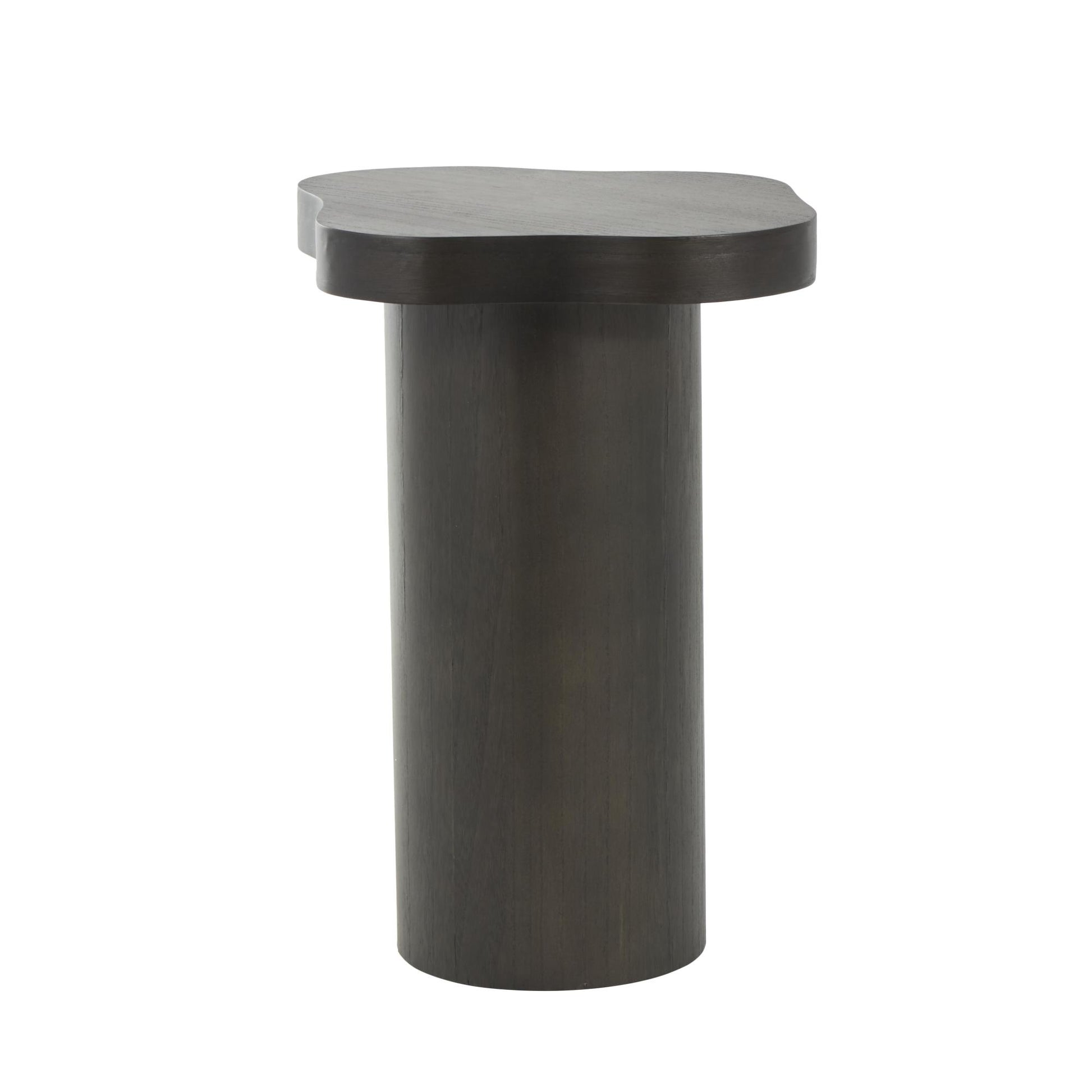 Wood Pedestal Side End Accent Table with Rounded Square Top