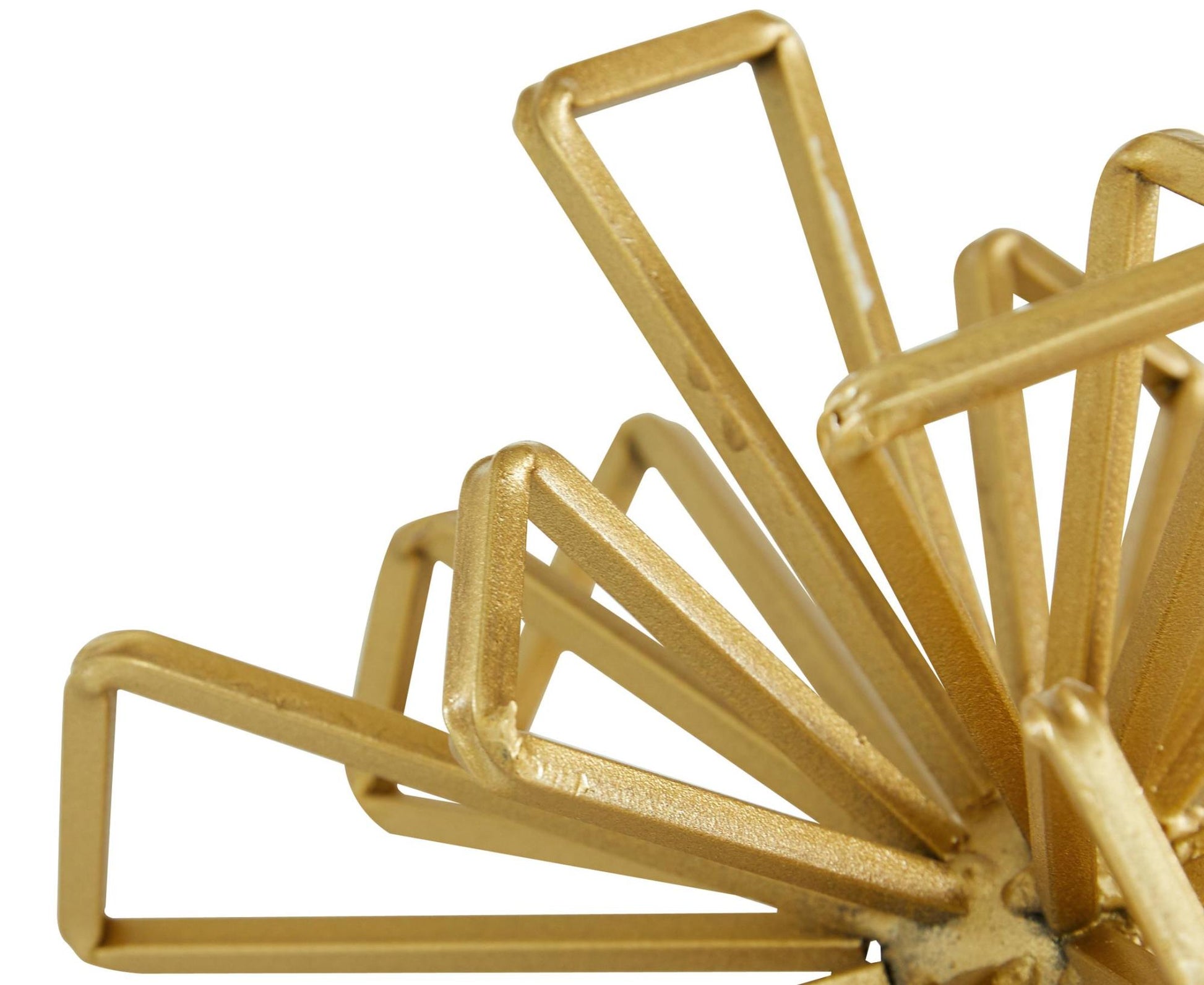 Set of 3 Geometric Gold Metal Wire Rod Orb Decorative Sculpture