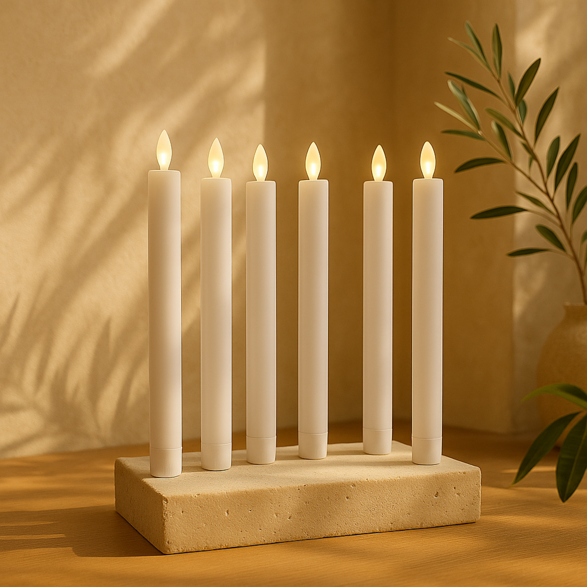 Set of 6 Wax Indoor Outdoor Flameless Candle with Remote Control Set of 6 10"H