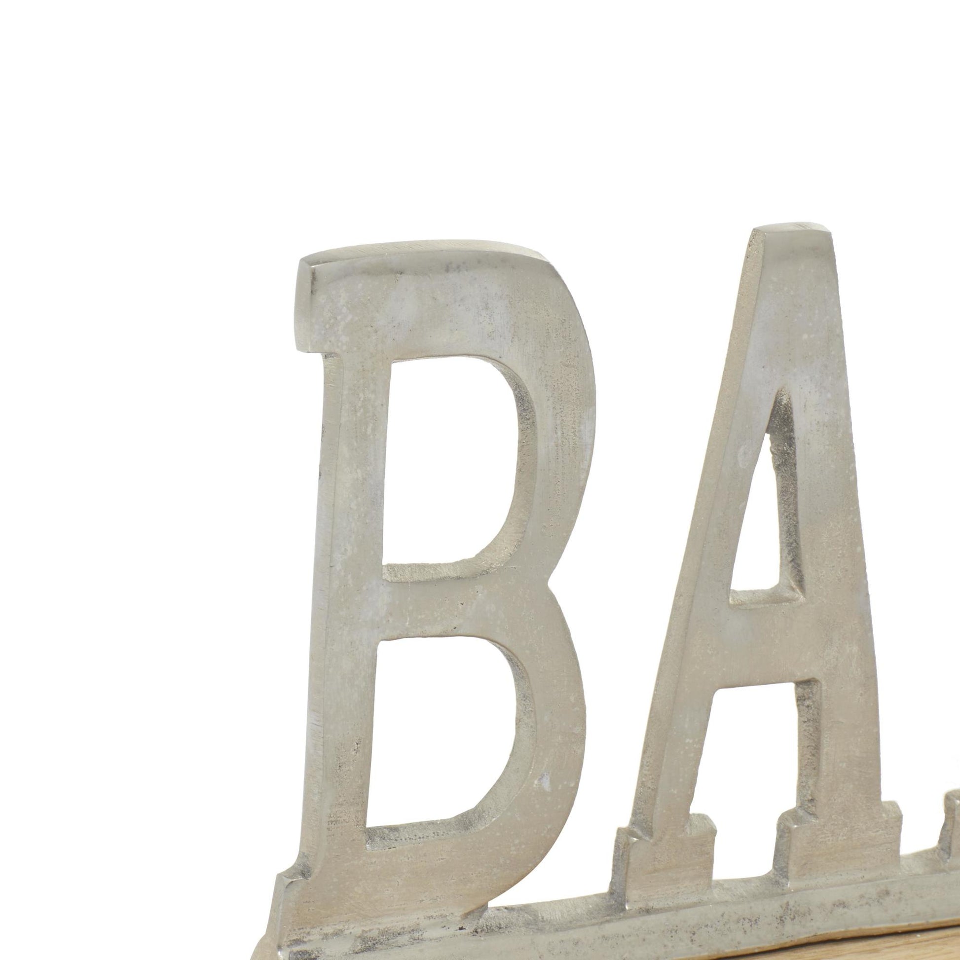 Sign Silver Aluminum Metal Bar Home Decorative Sign with Wood Base