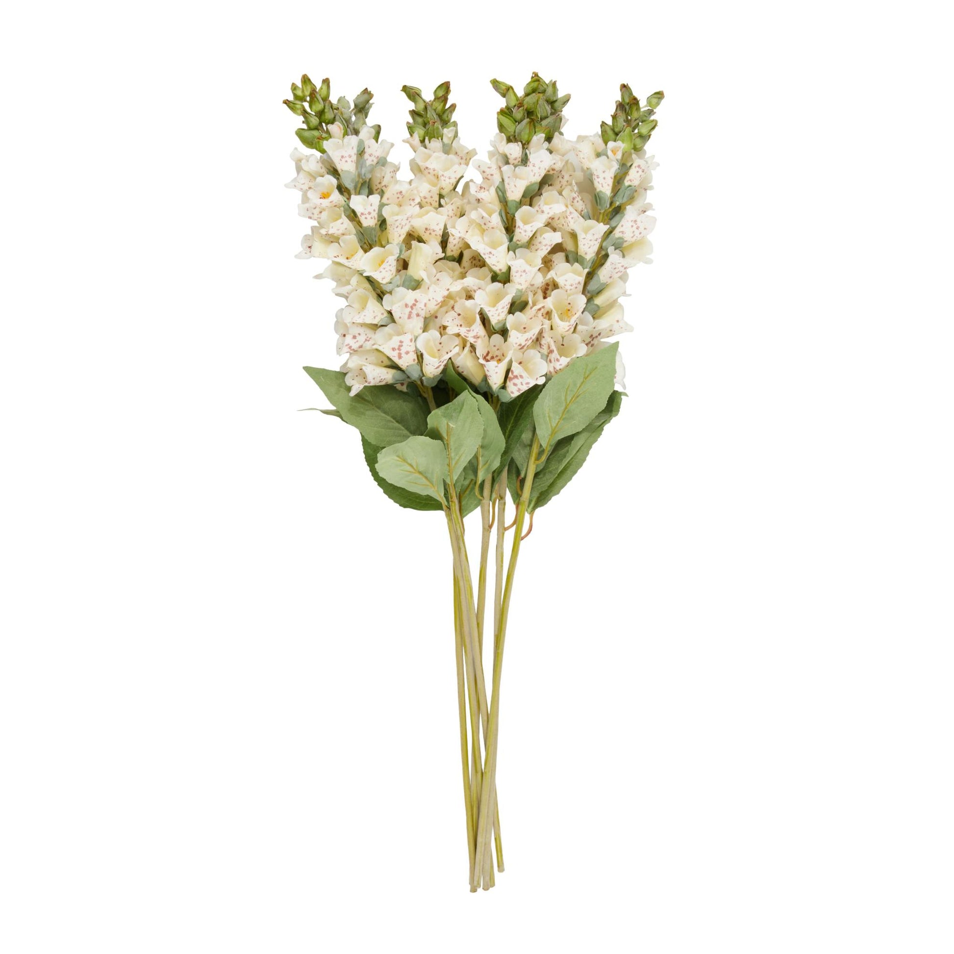 Set of 8 Foxglove White Faux Foliage Tall Indoor Outdoor Artificial Flower Stem