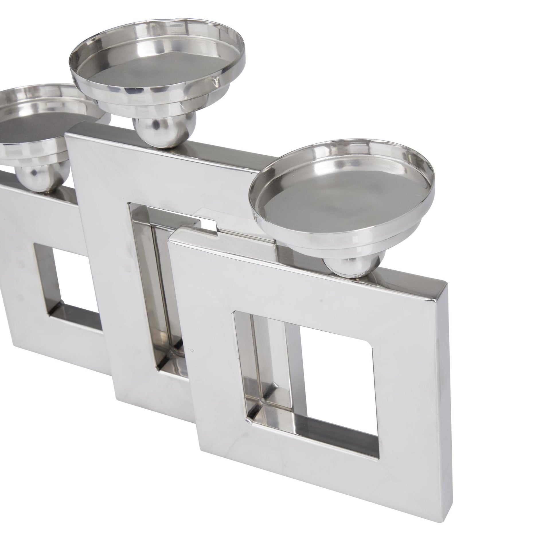 Stainless Steel Metal Pillar 3 Plate Decorative Candle Holder 14" x 6" x 11"