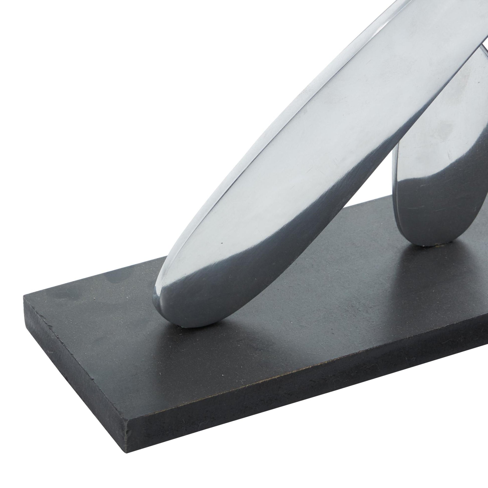 Utensils Silver Aluminum Metal Decorative Sculpture with Black Base