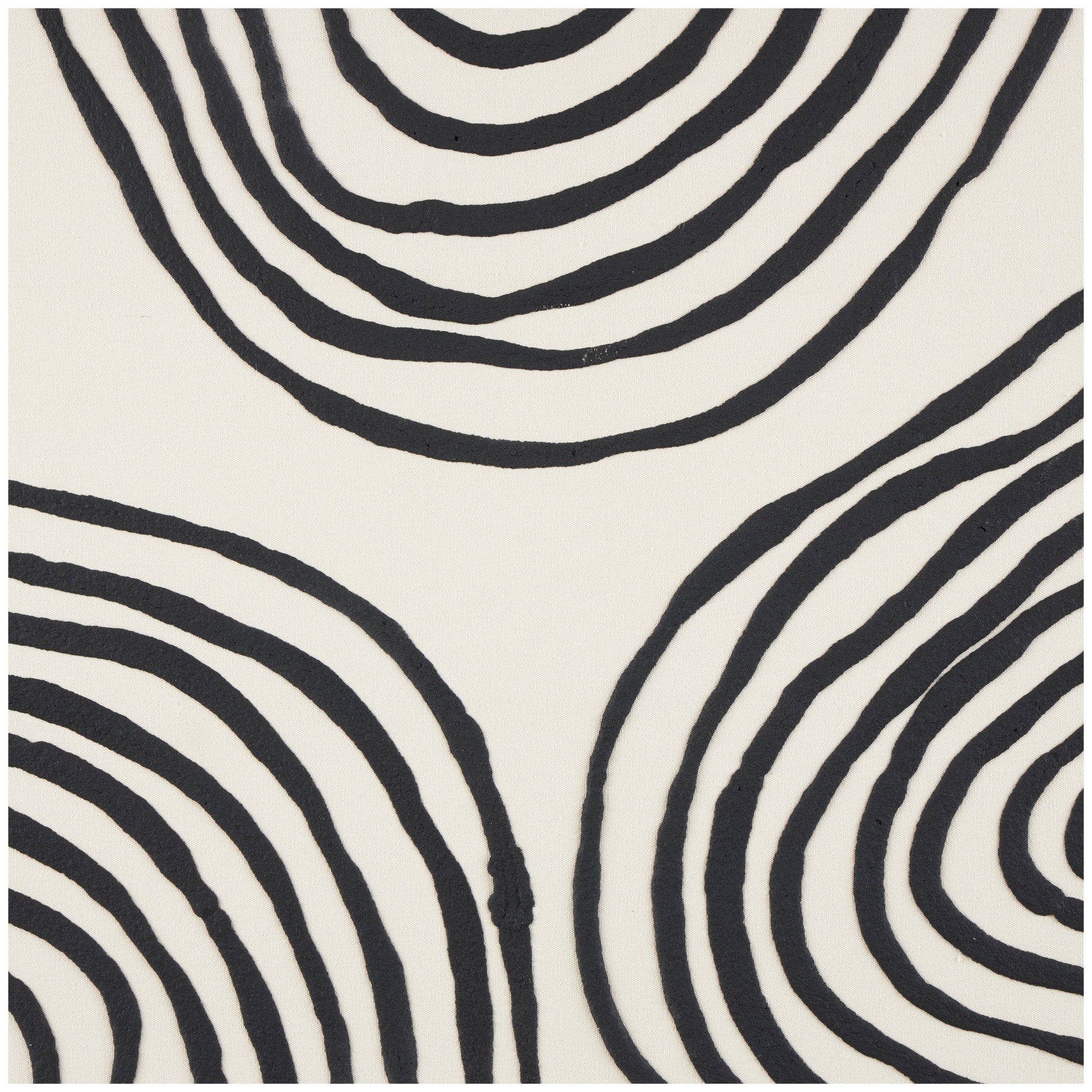 Abstract Black Wooden Wavy Line Living Room Framed Wall Art with Black Wooden Frame