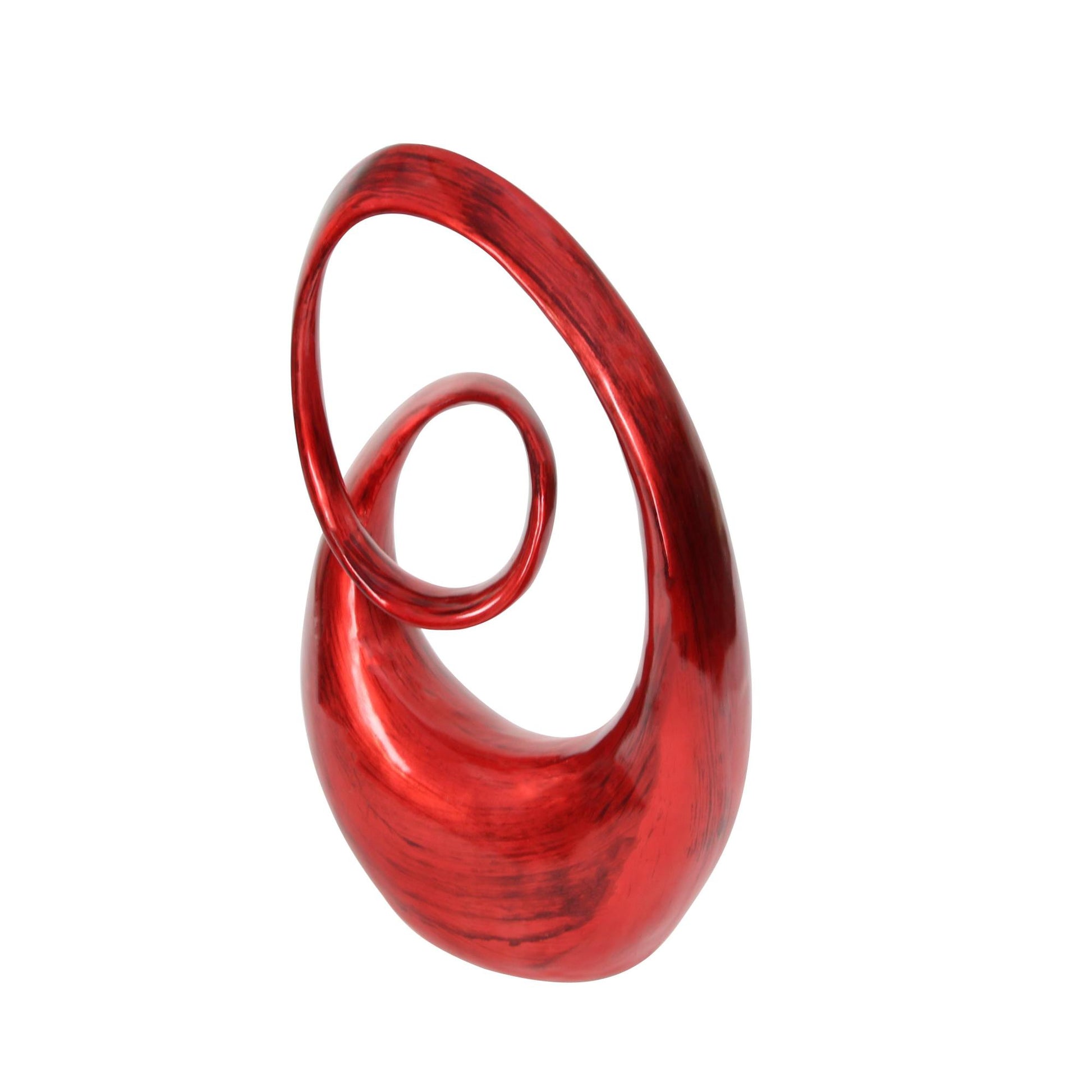 Abstract Red Polystone Swirl Decorative Sculpture