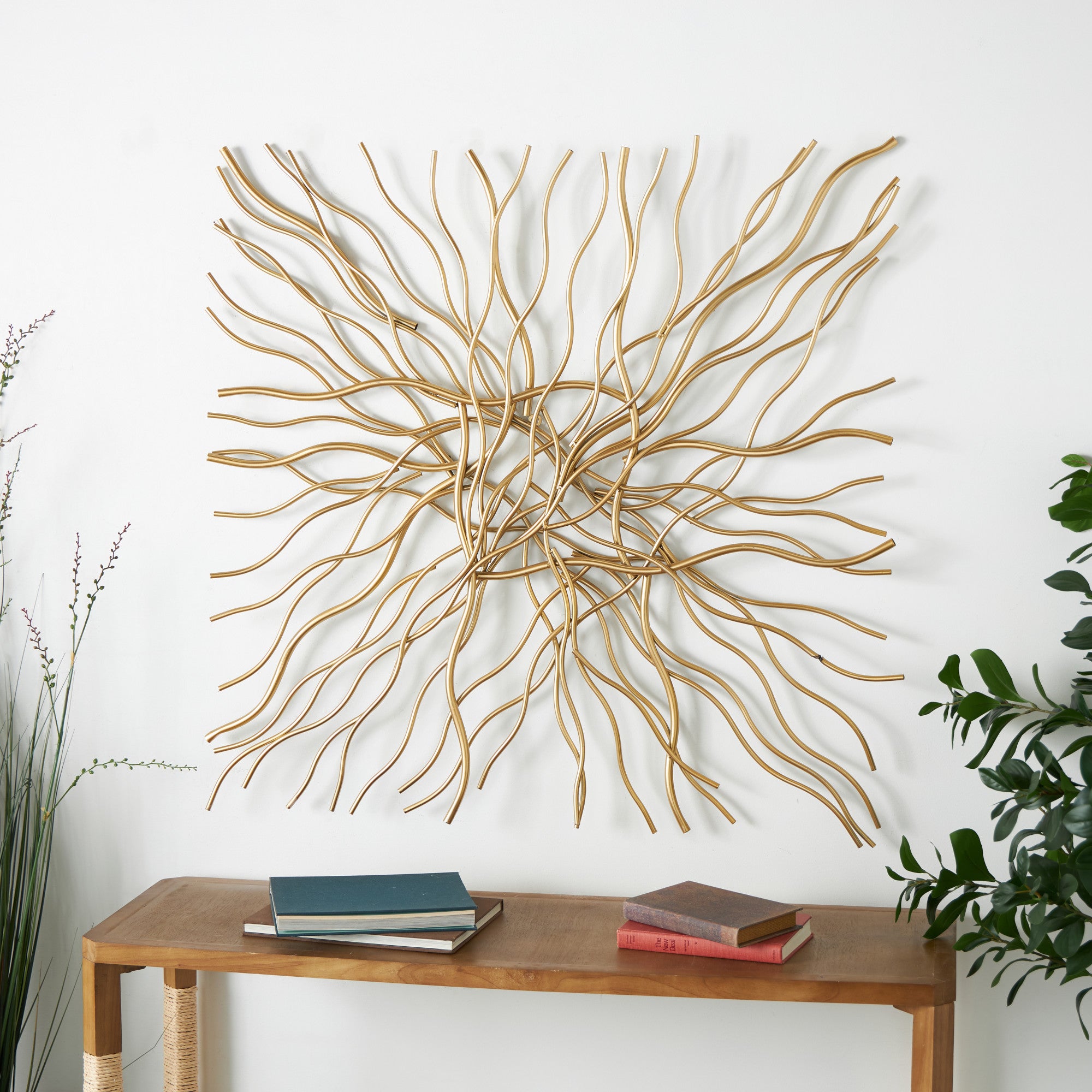 Abstract Gold Metal Overlapping Lines Home Wall Decor