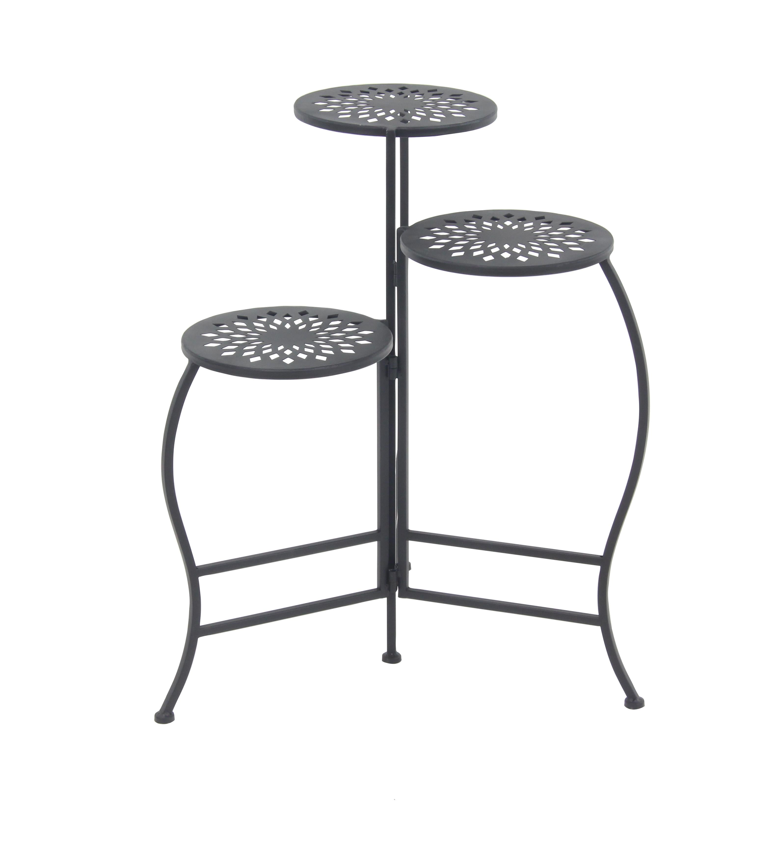 Floral Metal 3 Tier Indoor Outdoor Plantstand 19" x 14" x 24"