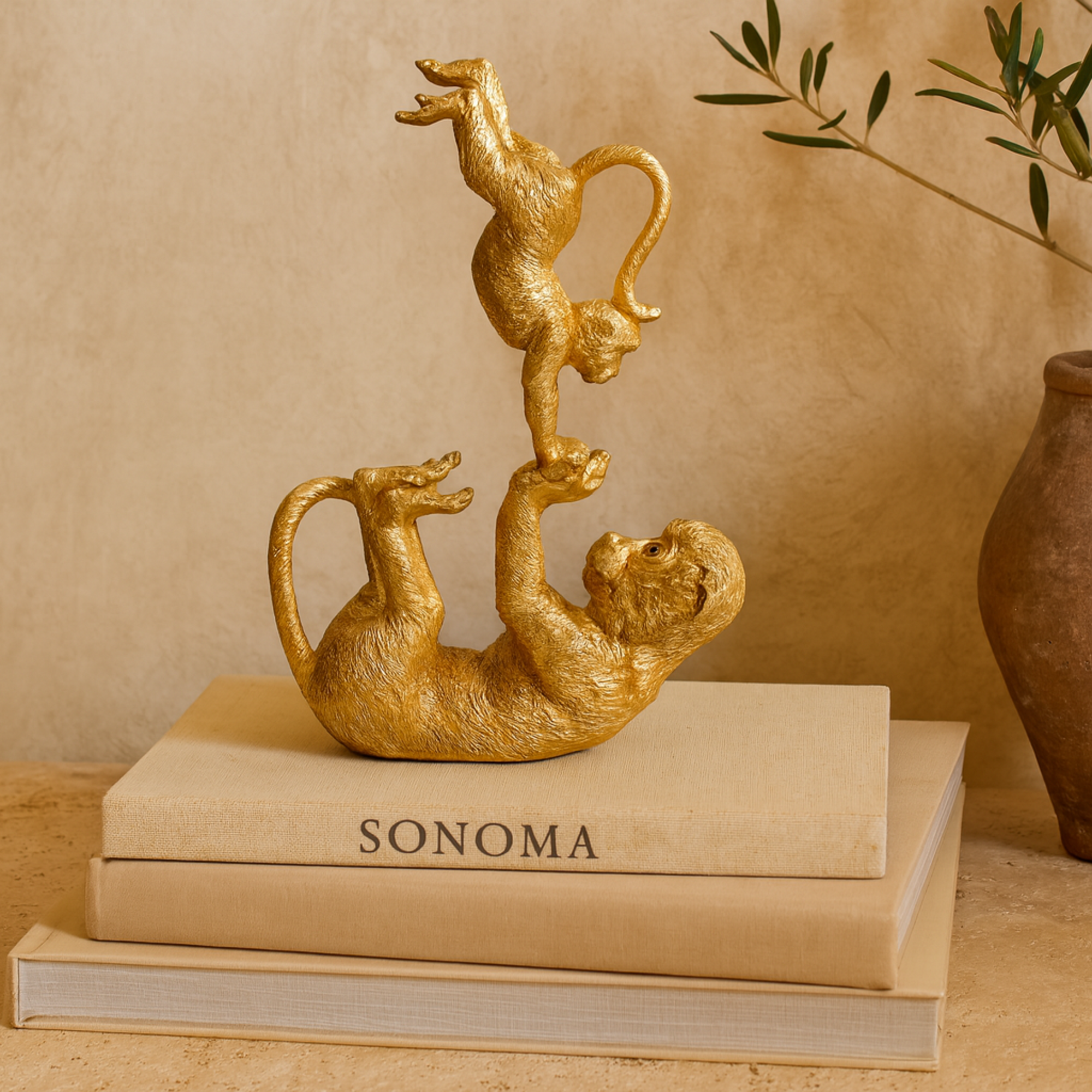 Monkey Gold Polyresin Decorative Sculpture