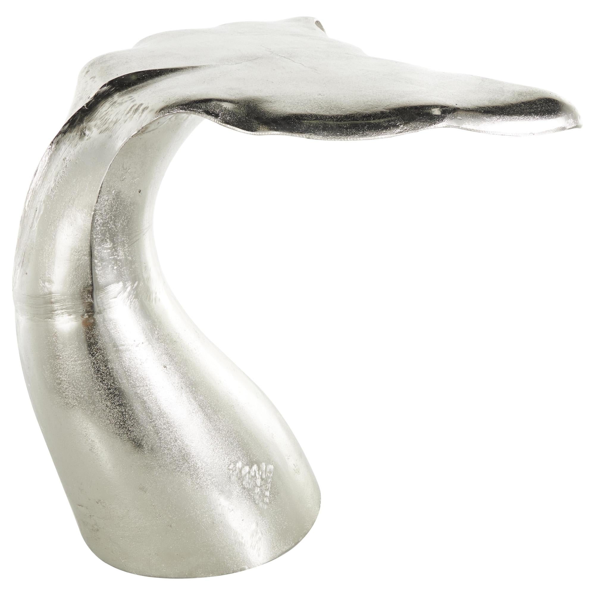 Whale Aluminum Metal Tail Side End Accent Table with Weathered Distressing and Pock Marks 23" x 22" x 23"