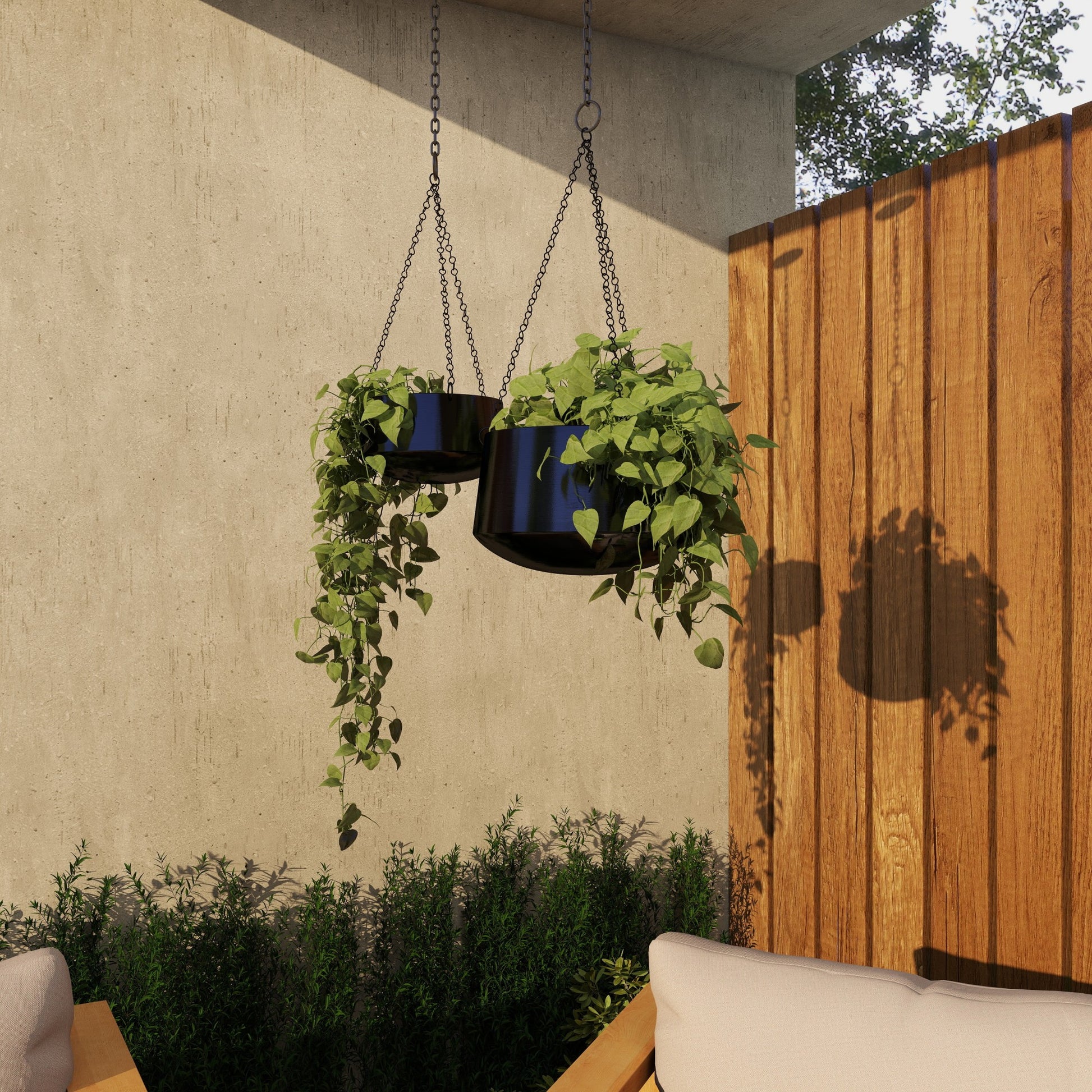 Set of 2 Metal Hanging Dome Indoor Outdoor Wall Planter with Chain