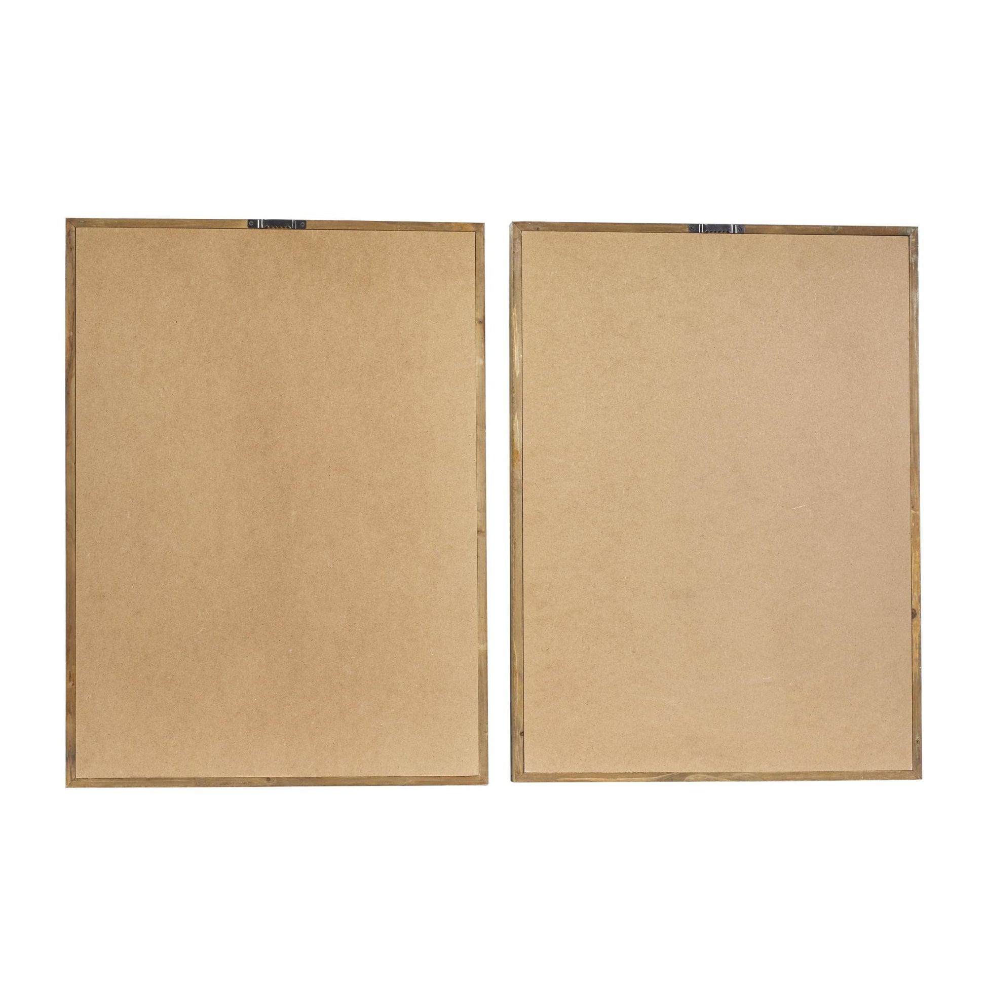 Set of 2 Leaf Brown Wood Fern Home Shadow Box with Beige Backing