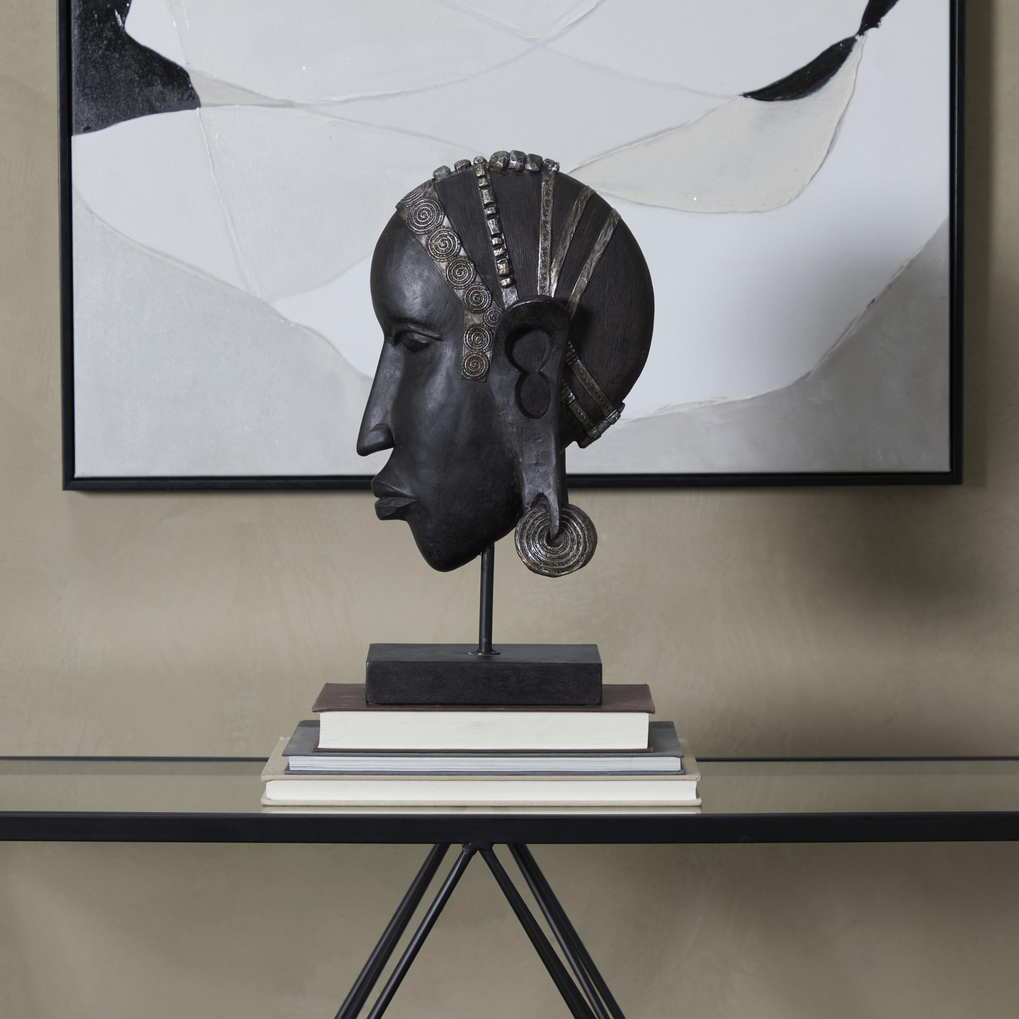 Woman Black Polyresin African Decorative Sculpture