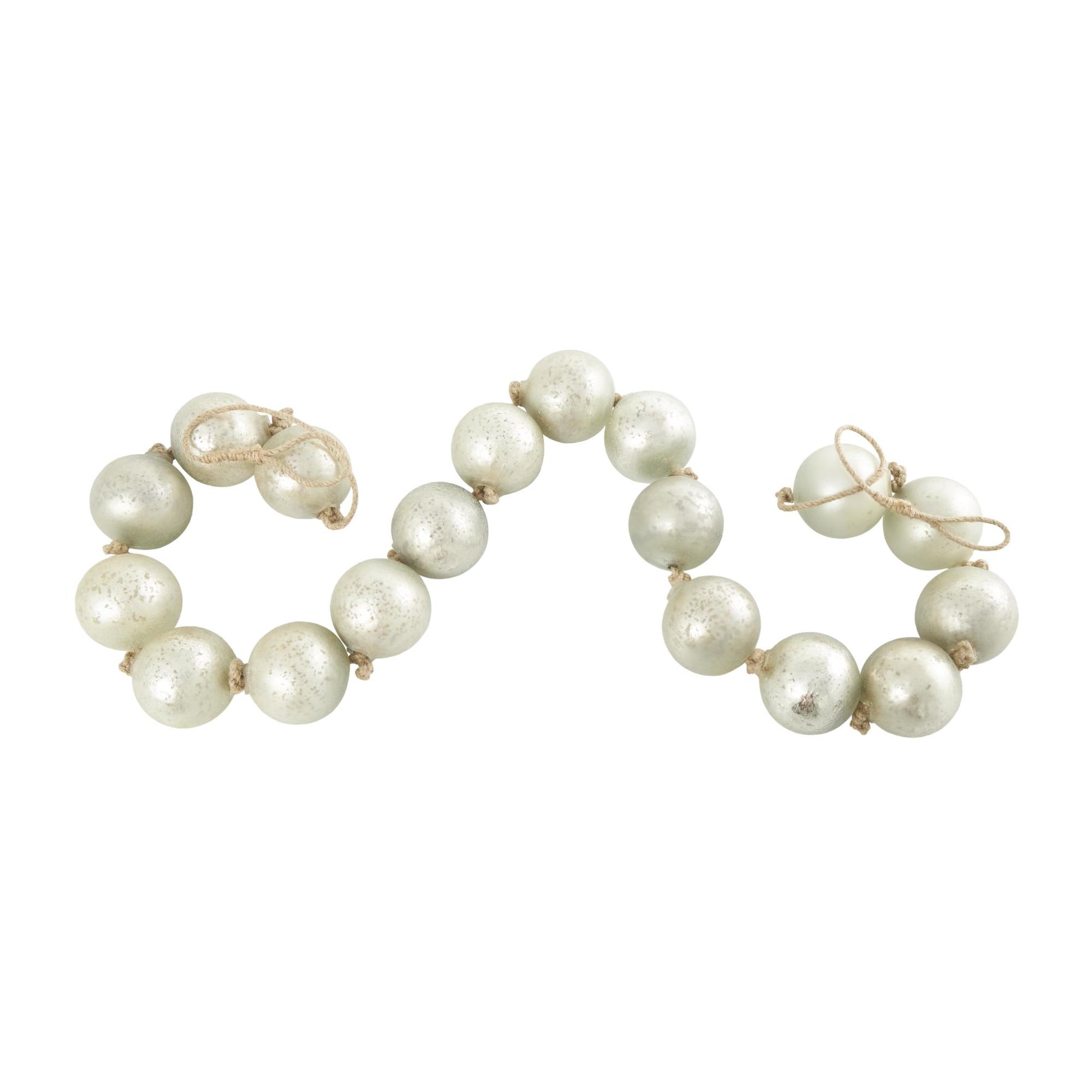 Glass Handmade Round Extra Long Frosted Orb Beaded Garland with Tassel with Knotted Jute Rope