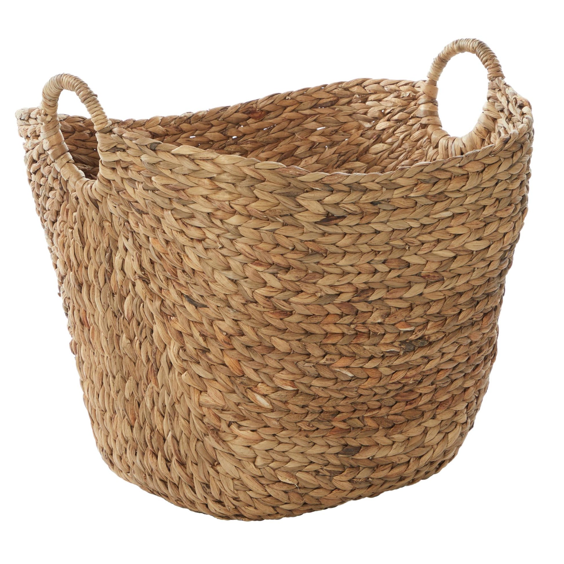 Seagrass Handmade Large Woven Decorative and Functional Storage Basket with Ring Handles