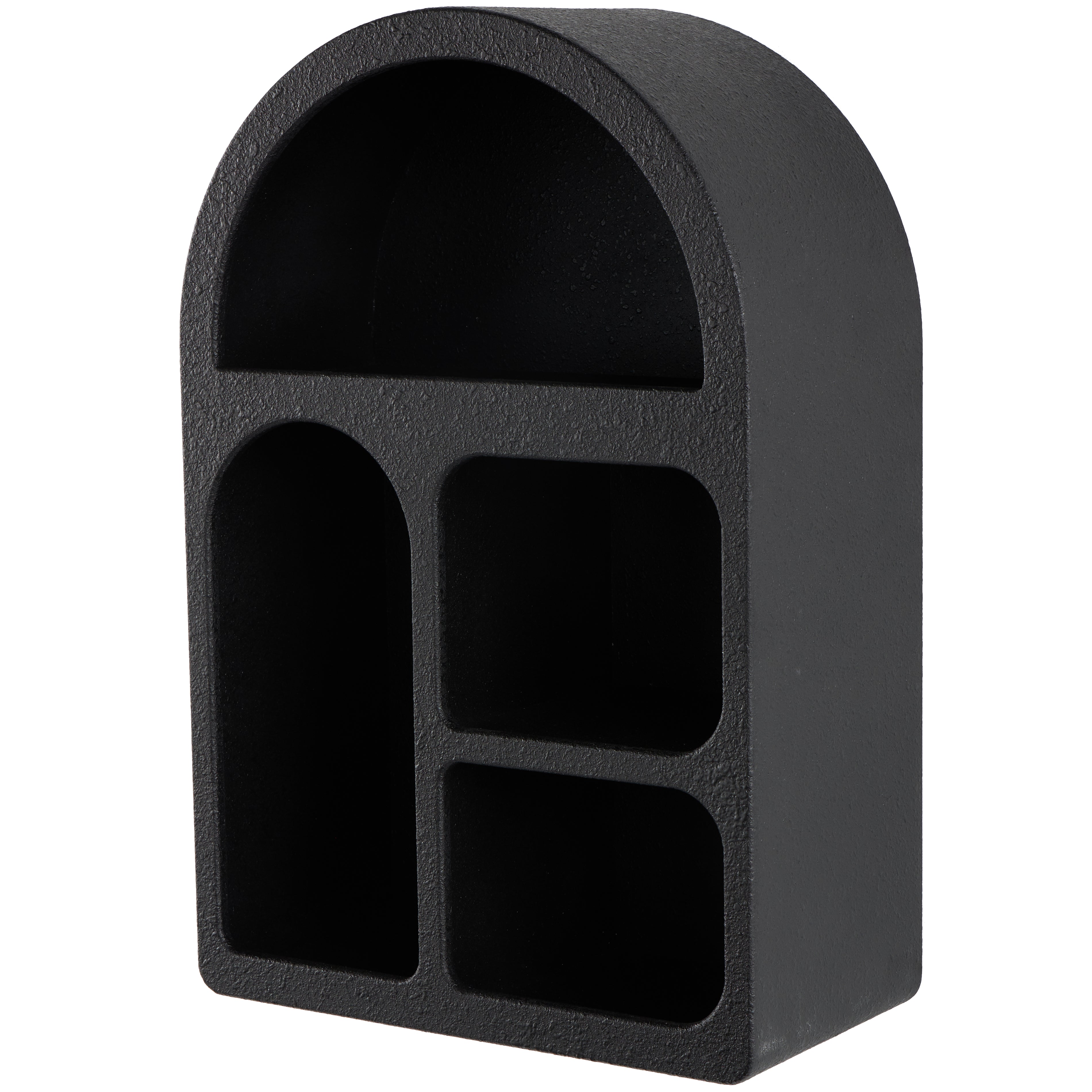 Geometric Wooden Arched 4 Shelf Room Wall Shelf with Varying Block Shapes