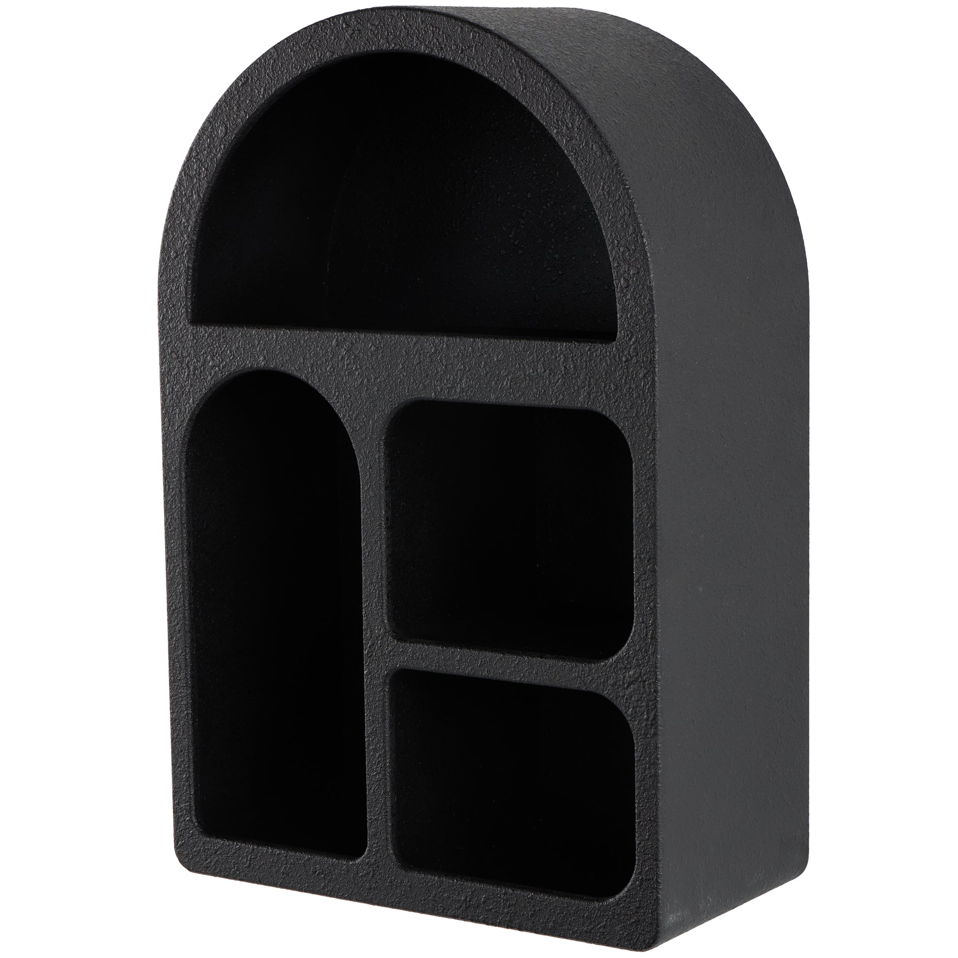Geometric Wooden Arched 4 Shelf Room Wall Shelf with Varying Block Shapes